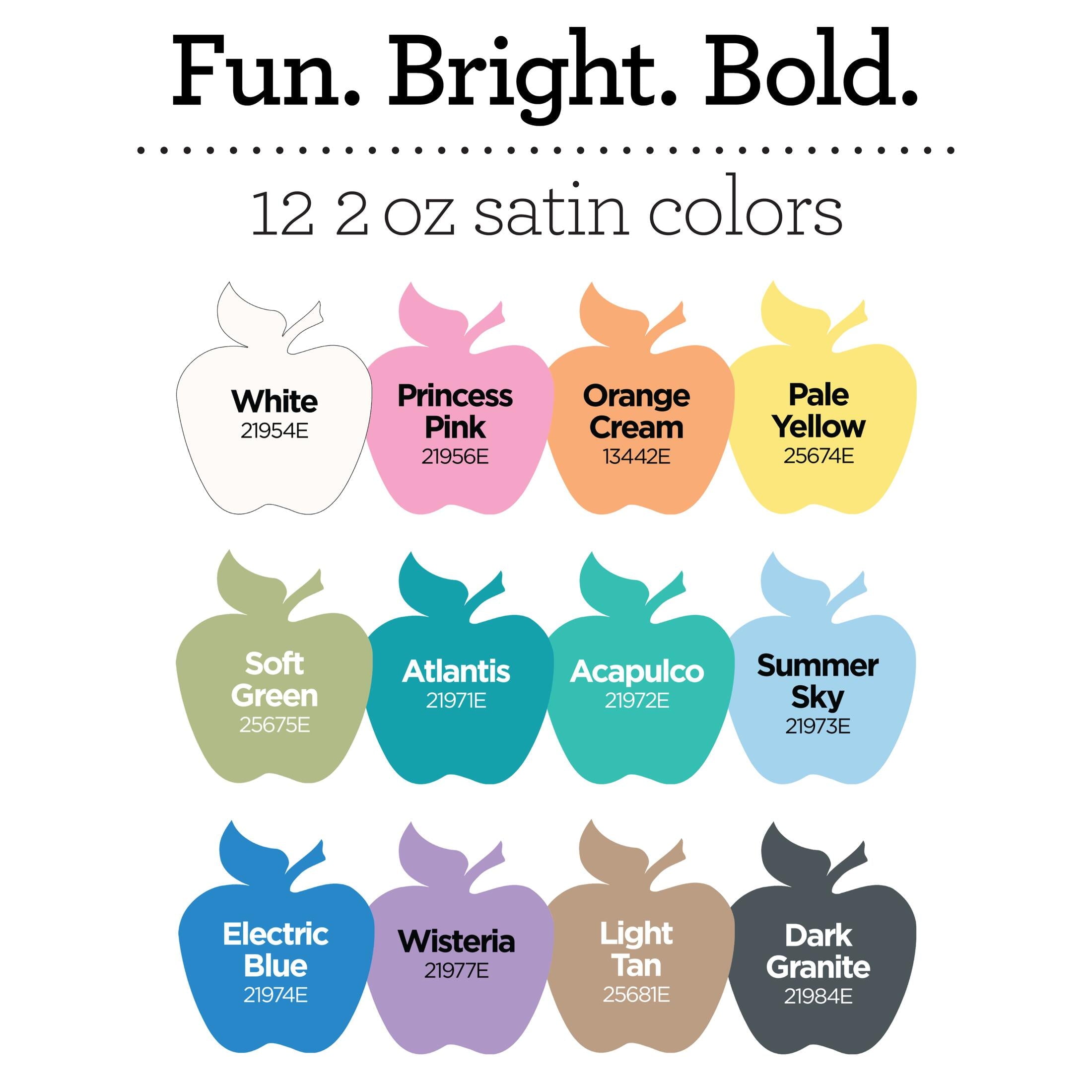 Apple Barrel Multi-Surface Acrylic Craft Paint Set, Ice Cream Party, 2 fl oz, Satin Finish, 12 Piece