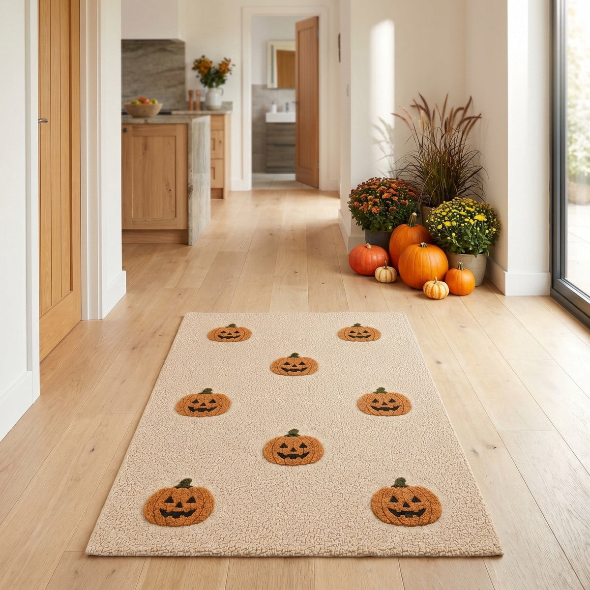 Halloween Ghost Door Mat, Cute Welcome Mat for Front Door Porch Entryway Haunted Outdoor Decor Spooky Decorative Entrance Doormat Non Slip Halloween Rug, 16" x 24"