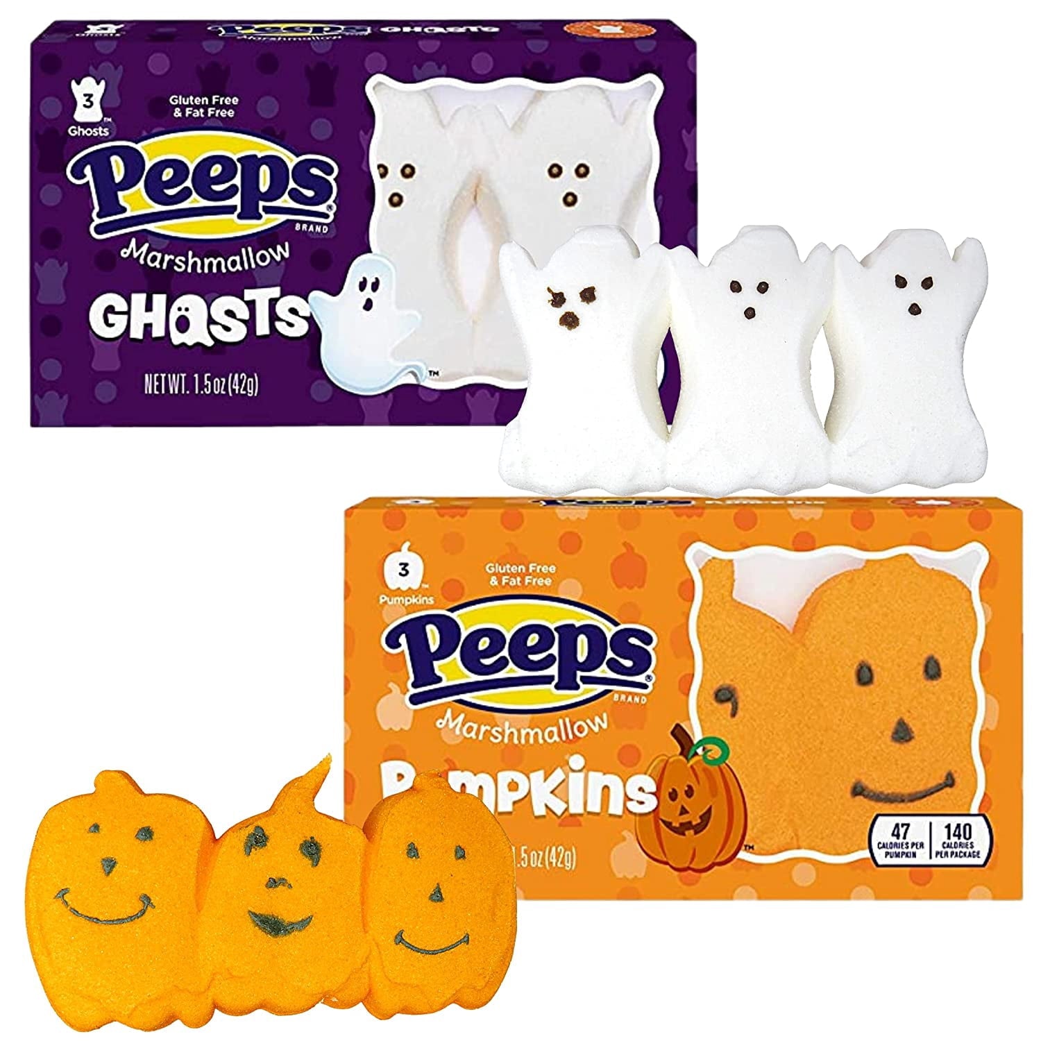 Peeps Halloween Marshmallow Bundle, Packs of 3 Sugar Skulls, Monsters, Pumpkins and Ghosts, Pack of 5