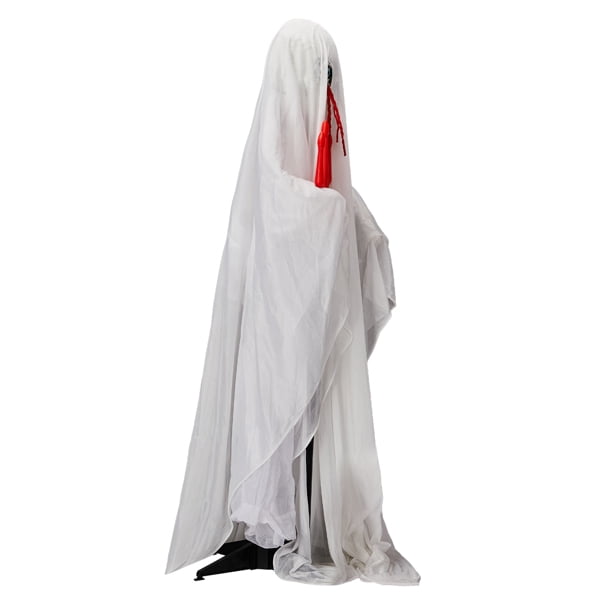 Alvantor Halloween Animated Decorations - 4.3 FT Sound-Activated Ghost with Trident, Green LED Lights and Creepy Sounds