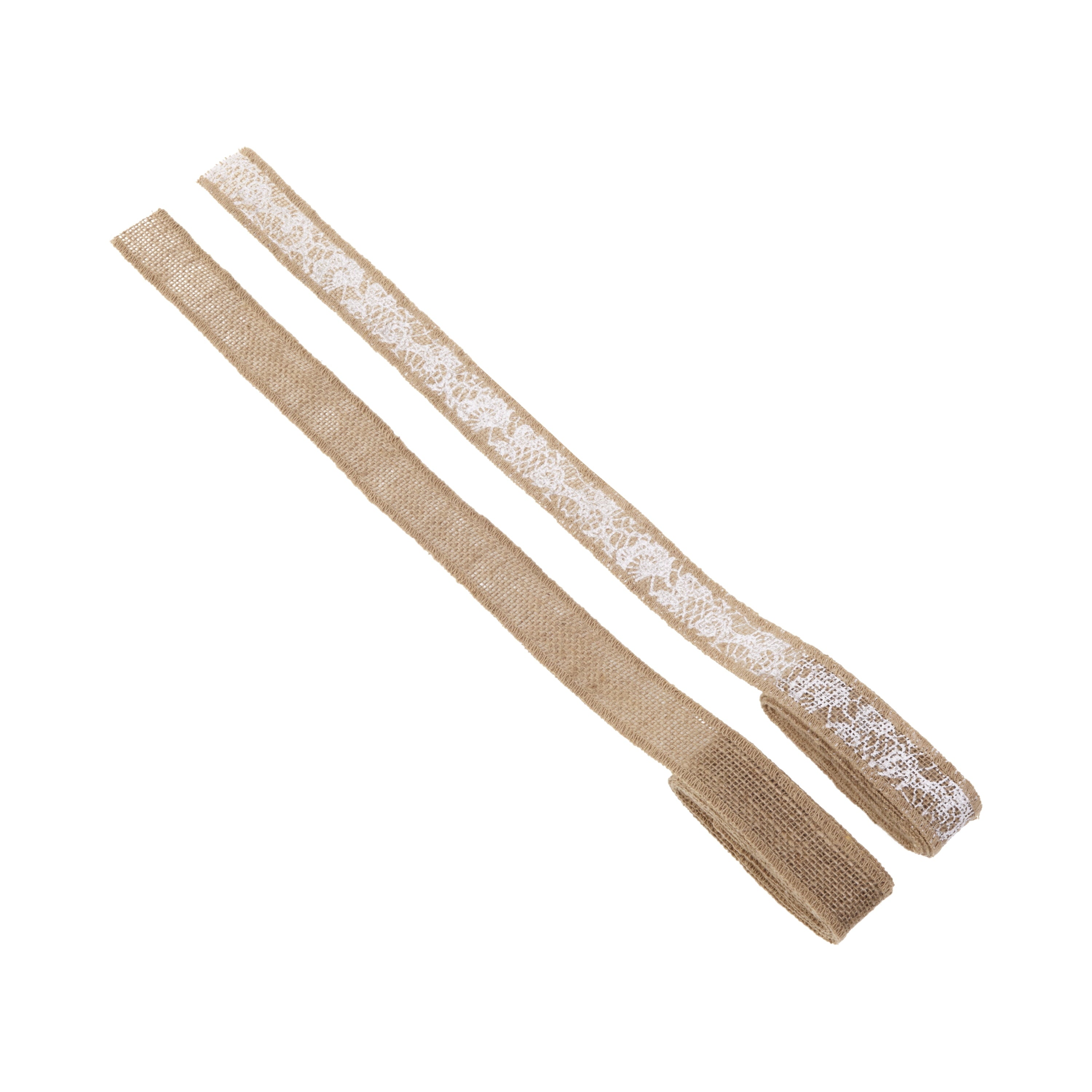 Love, Laugh, Craft Burlap Ribbon Set, 1.5"W x 3-Yds, Natural/White Stripe