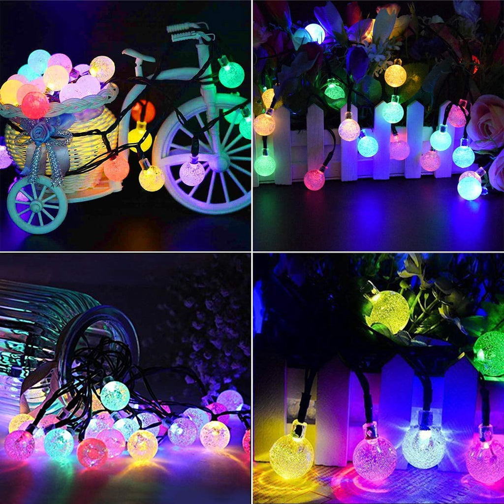 LINLIN Solar Crystal Ball String Lights,Waterproof LED Bubble Globe Solar Fairy Lights 8 Mode Ball String Lights for Bistro Garden Yard Home Party Wedding Christmas Decoration