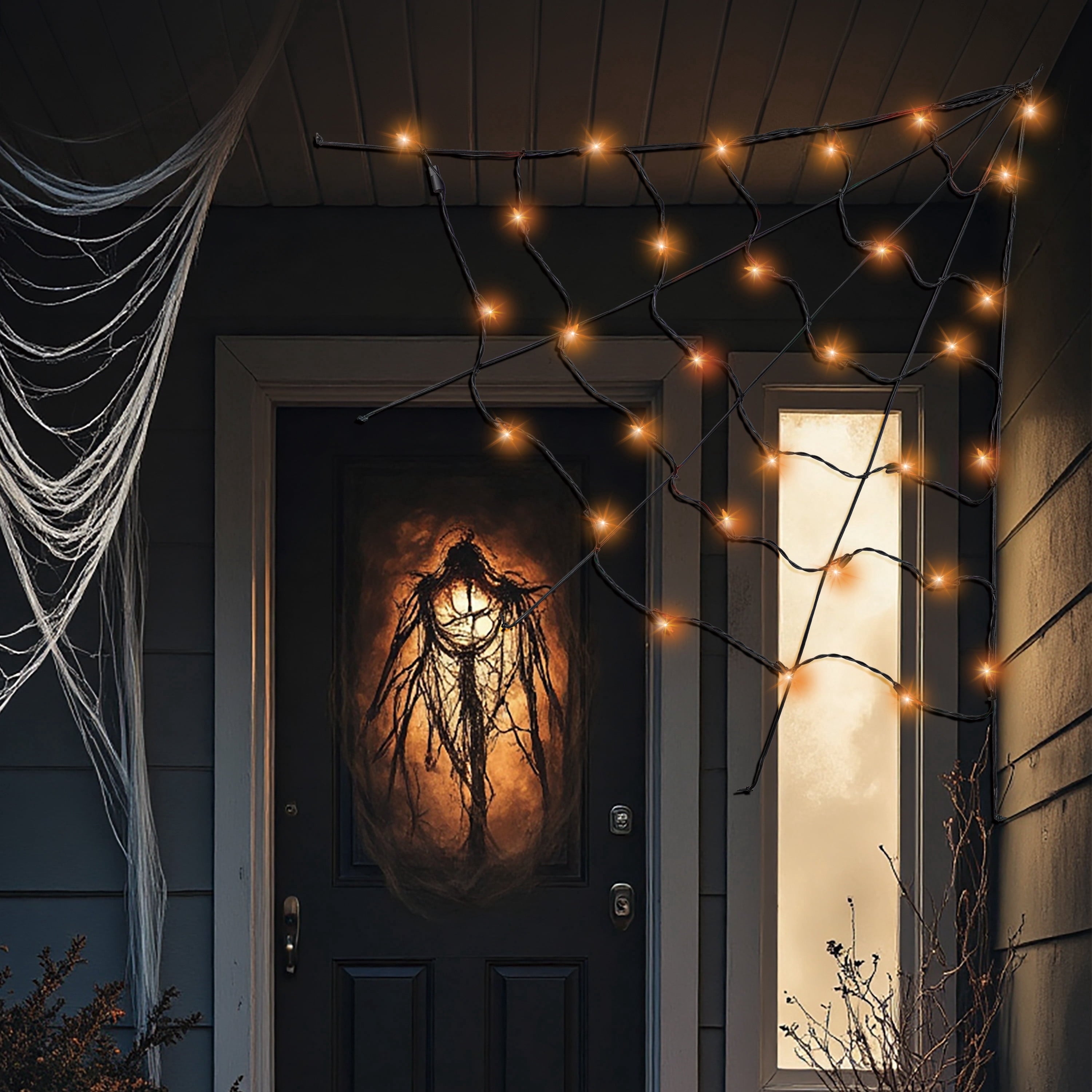 Indoor/Outdoor 30-Count LED Corner Web Lights, Multicolor, 30" x 30", Halloween by Way To Celebrate