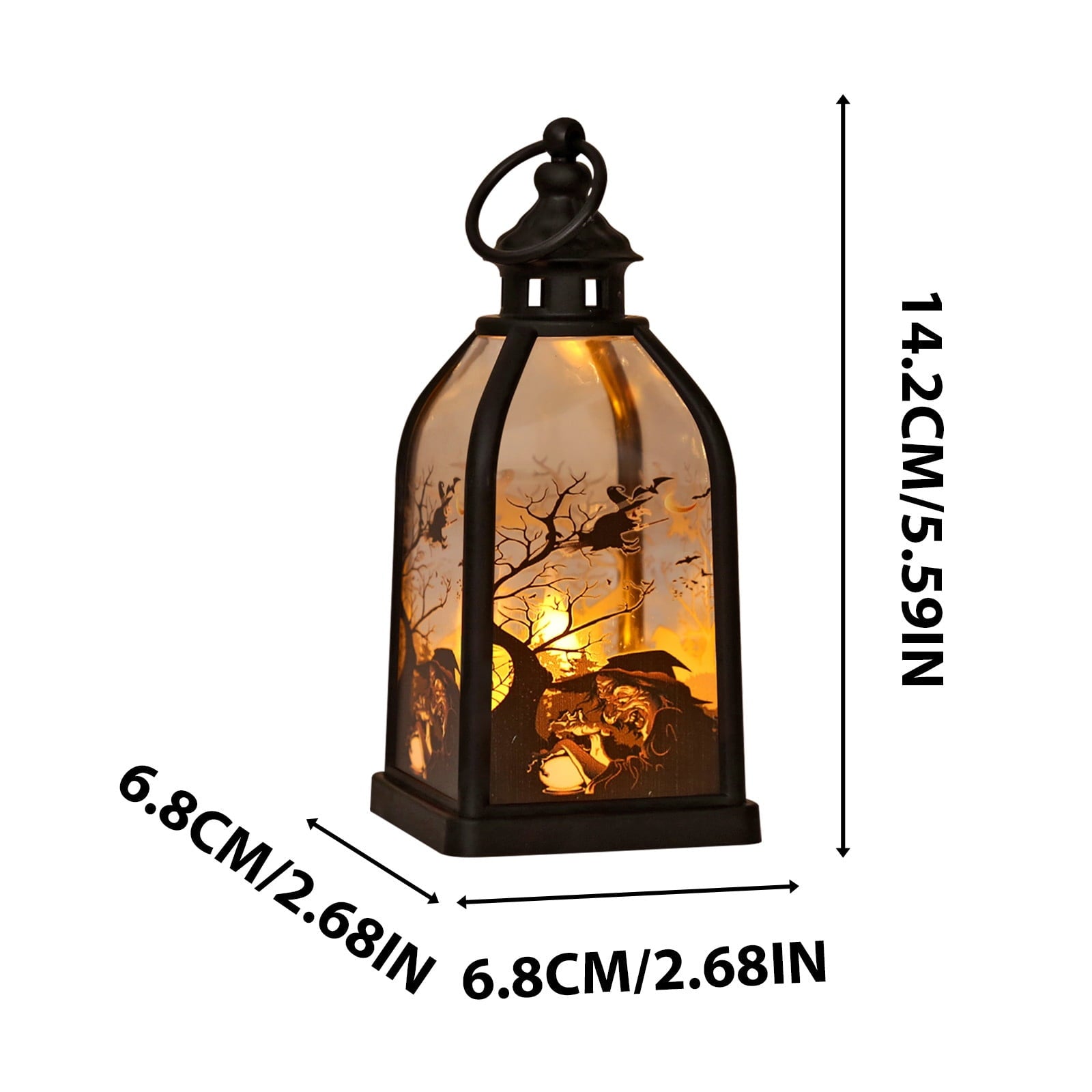 Cheapark Halloween Lanterns Decorations, Battery Operated Black Pumpkin Witch Lanterns, Flickering Light For Indoor Party Home Decor