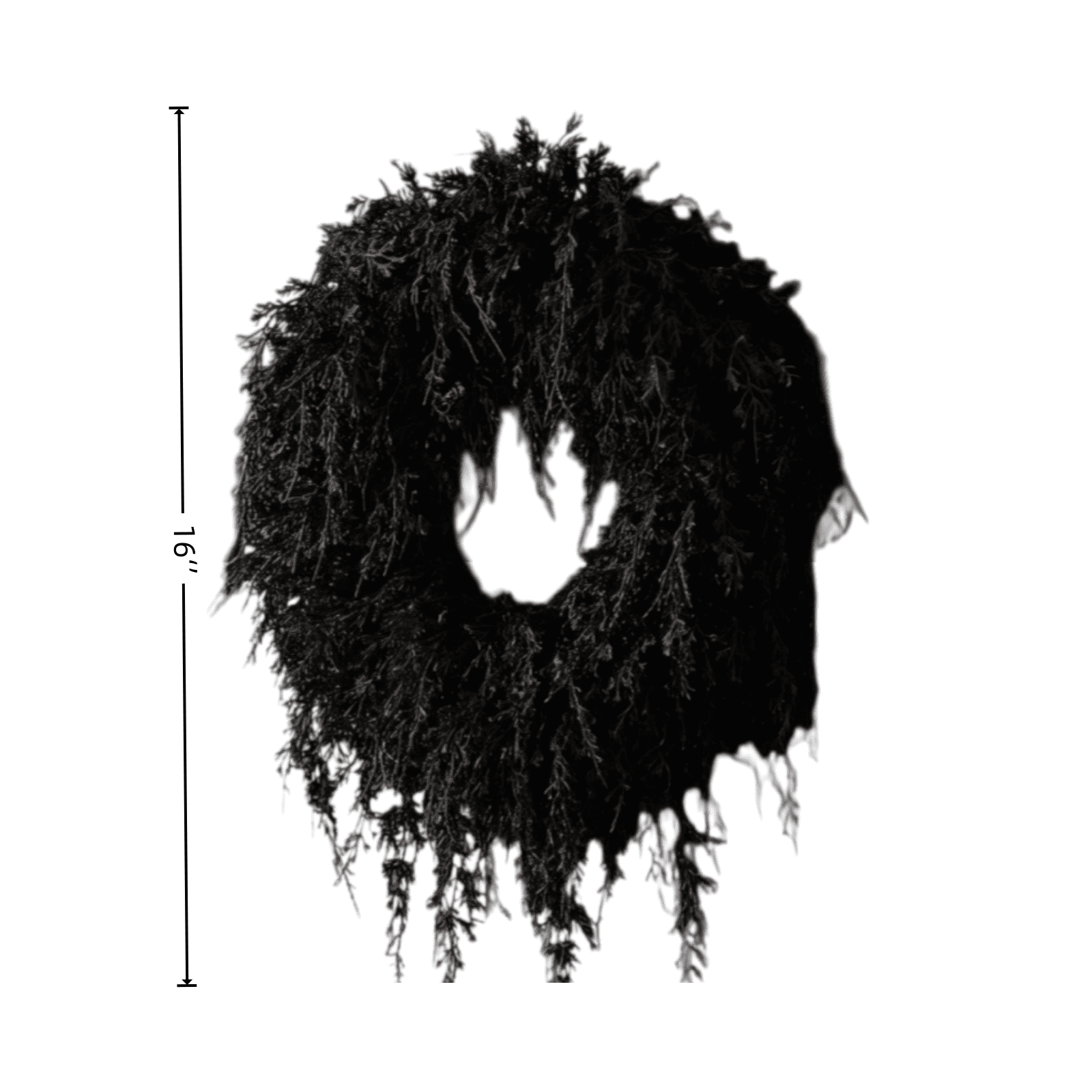 Drapey Faux Cedar Wreath,Halloween Wreath, Draped Foliage Front Door Wreath, Indoor Outdoor Weather Resistant Gothic Porch Wall Decor for Halloween Seasonal Decoration,Black, 16"