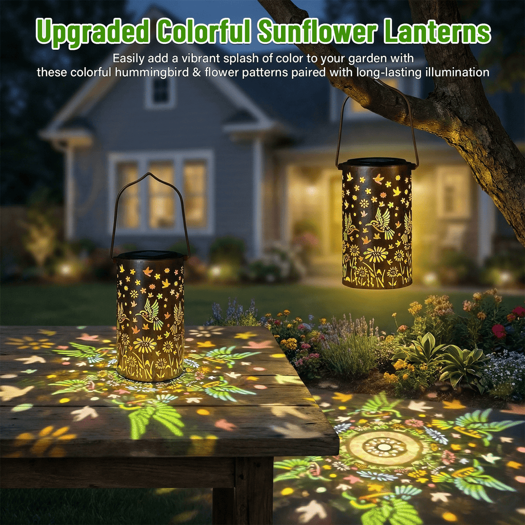 Colorful Solar Lanterns IP65 Outdoor Waterproof, Mother's Day Gifts for Women Mom Grandma - LED Colorful Sunflower Solar Lights Metal Hanging Lantern for Patio Yard Porch