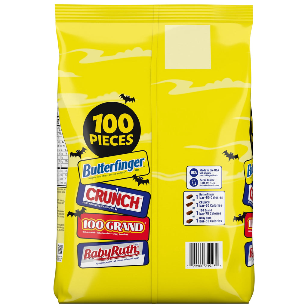 Butterfinger, CRUNCH, Baby Ruth & 100 Grand Halloween Candy Bulk, 100 count