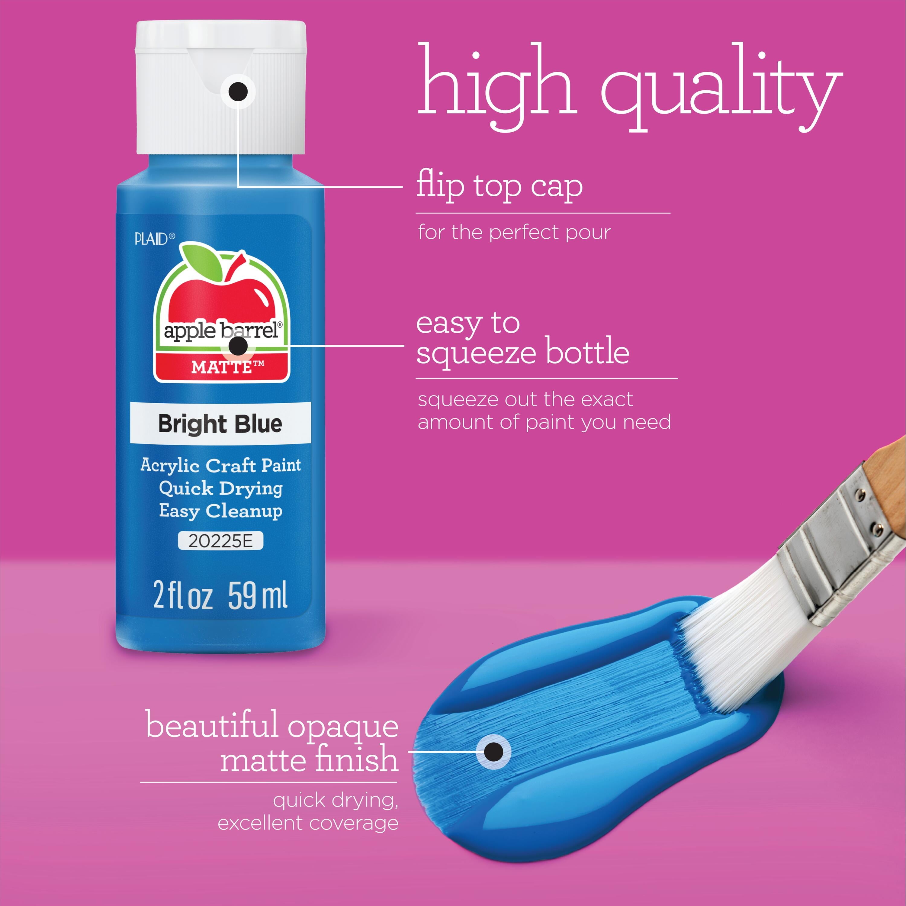 Apple Barrel Acrylic Craft Paint Set, Matte Finish, Assorted Colors, Set of 16, 2 fl oz