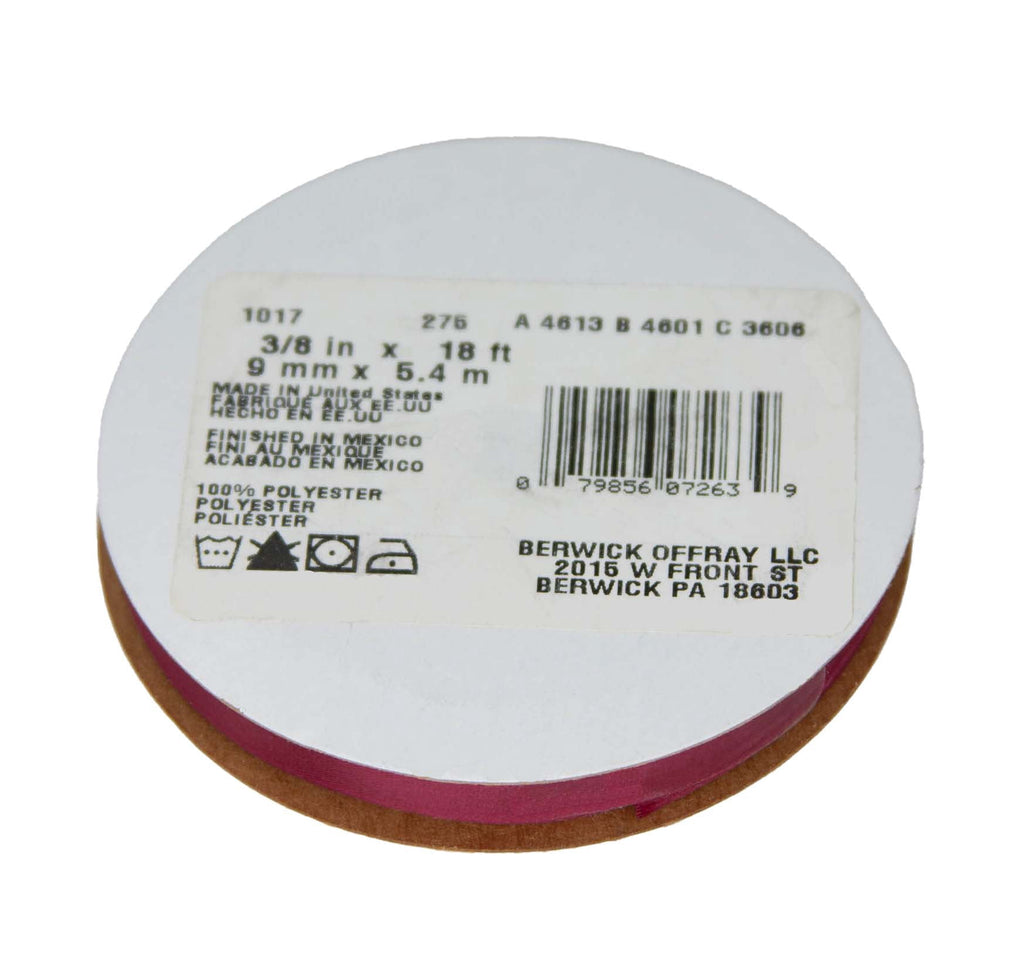 Offray Ribbon, Red Wine 3/8 inch Single Face Satin Polyester Ribbon, 18 feet