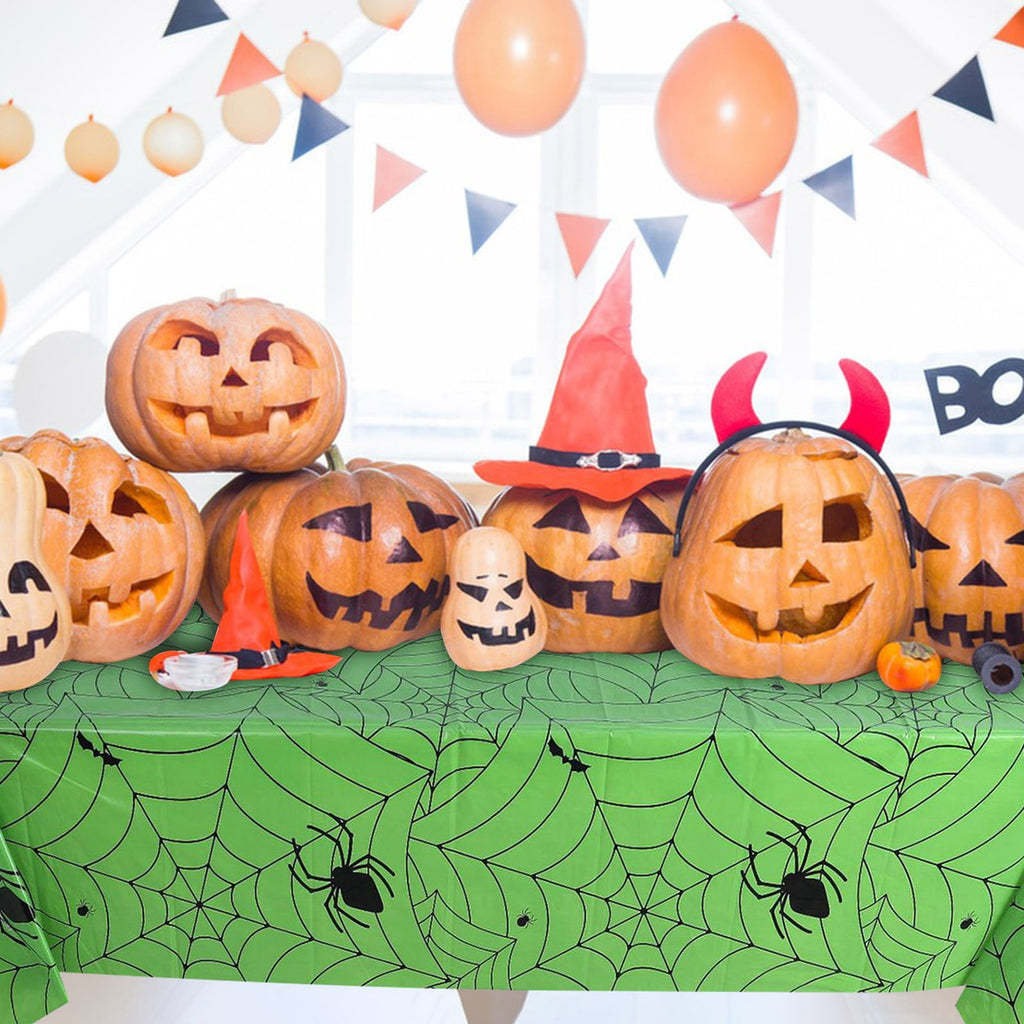 RnemiTe-amo Halloween Spiderweb Tablecloth Rectangular Plastic Spider Web Table Cloth Halloween Decoration Tablecloth Length Halloween Tablecloth Halloween Theme Party Decoration Tablecloth