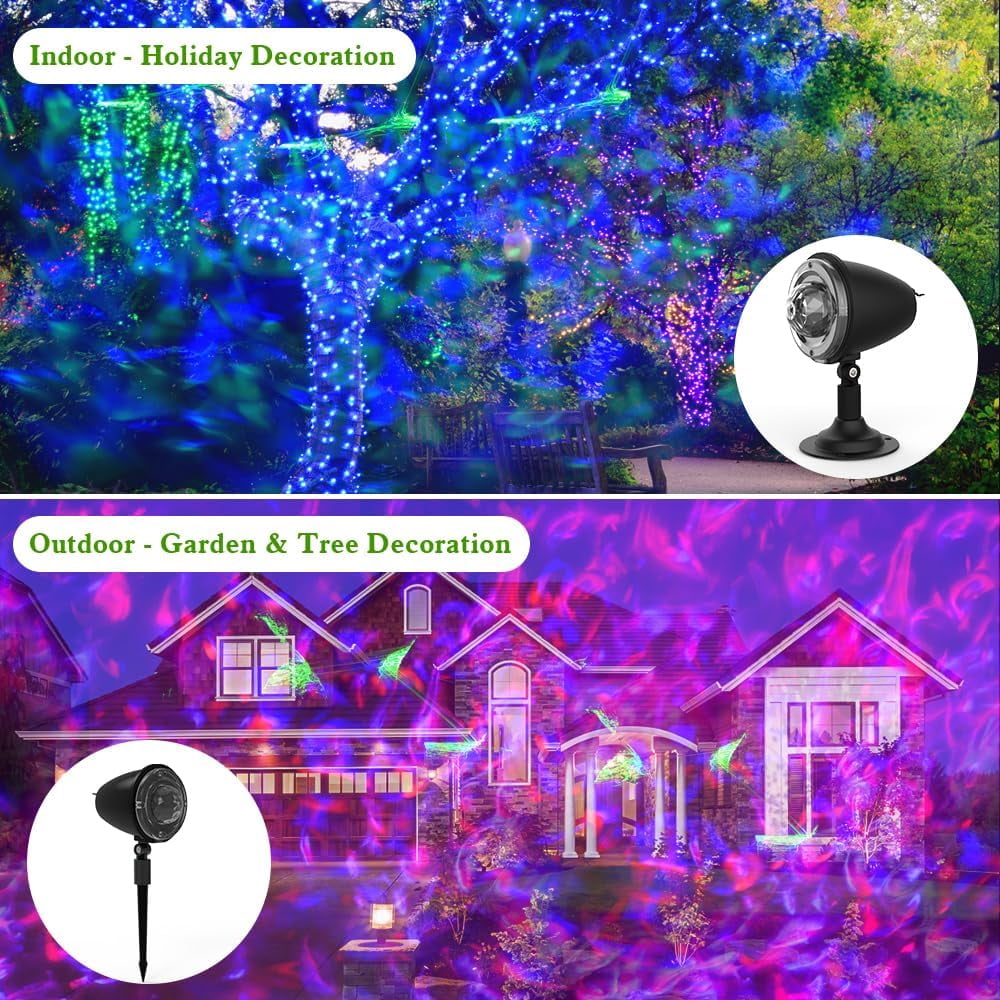 Unbranded Halloween Laser Projector Light Aurora Light Projector 21 Colors Ocean Ripple Pattern Remote Control Indoor Outdoor LED 1 Piece