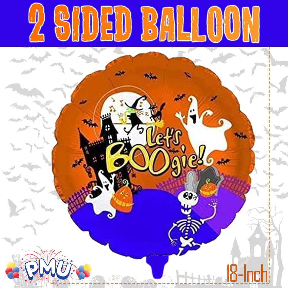 PMU Halloween Party Decoration "Happy Halloween" Jack Faces Aglow 18 Inch Mylar-Foil Balloon (1pkg) Pkg/1