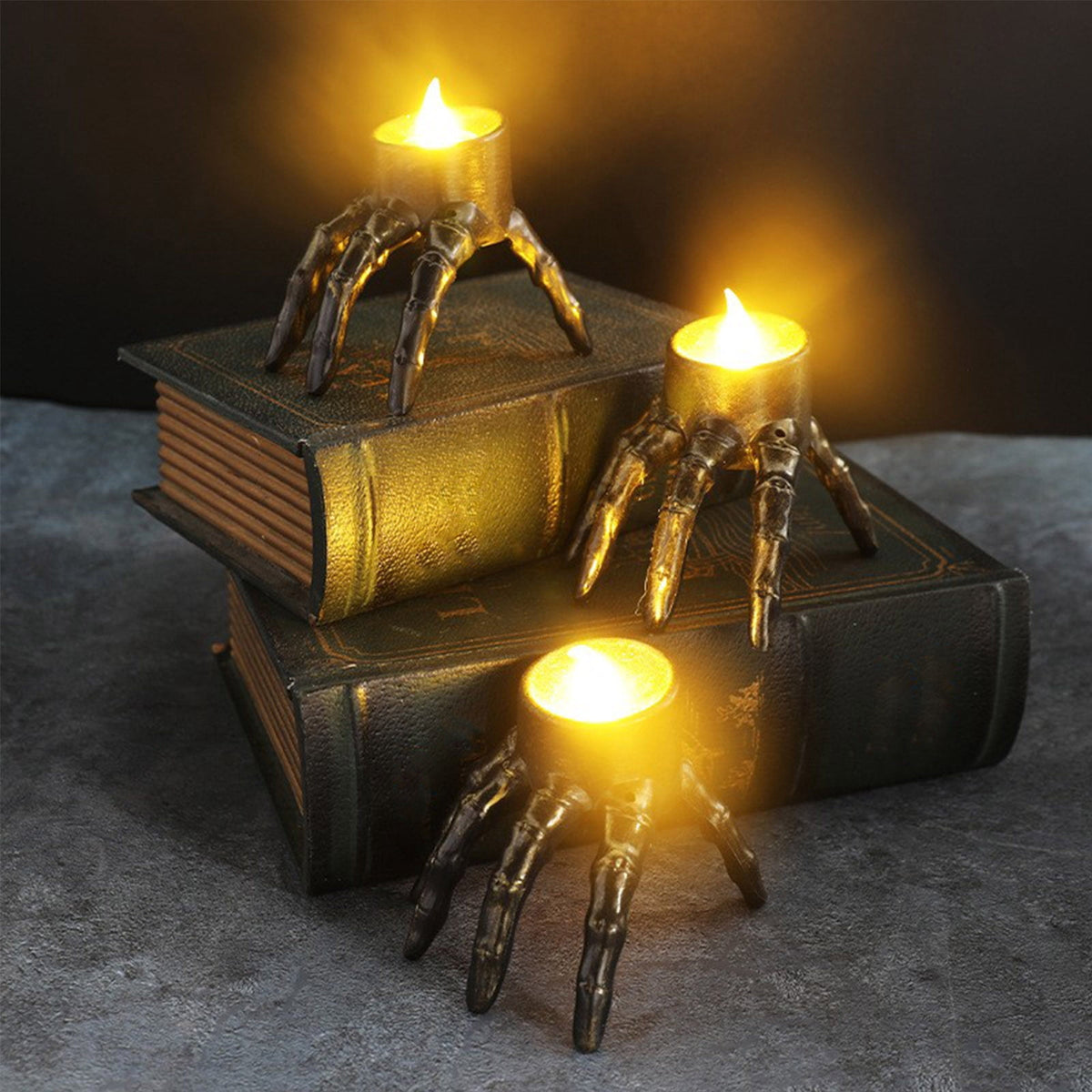 Qocolcyl 2 Pack Halloween Skeleton Lights Decorations, Halloween Candles Lamp Decoration Ornament Indoor Outdoor, Halloween Scary Decor for Home Room Table Outside Yard Lawn Garden Party Supplies