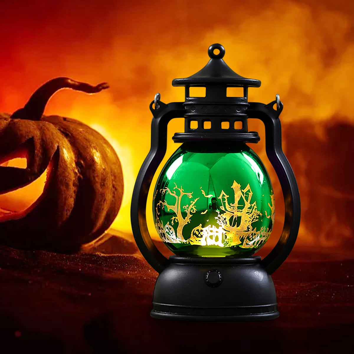 LHNFT Halloween Lantern Night Light, Vintage Oil Lamp Wall Light Outdoor, Battery Operated Hanging Lantern for Party Decor, Halloween Decorations Outdoor