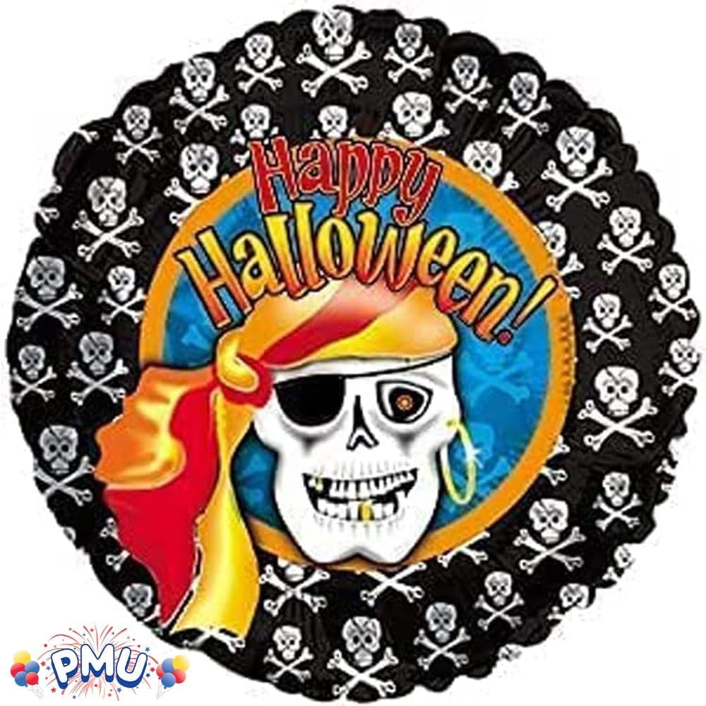 PMU Halloween Party Decoration "Happy Halloween" Jack Faces Aglow 18 Inch Mylar-Foil Balloon (1pkg) Pkg/1