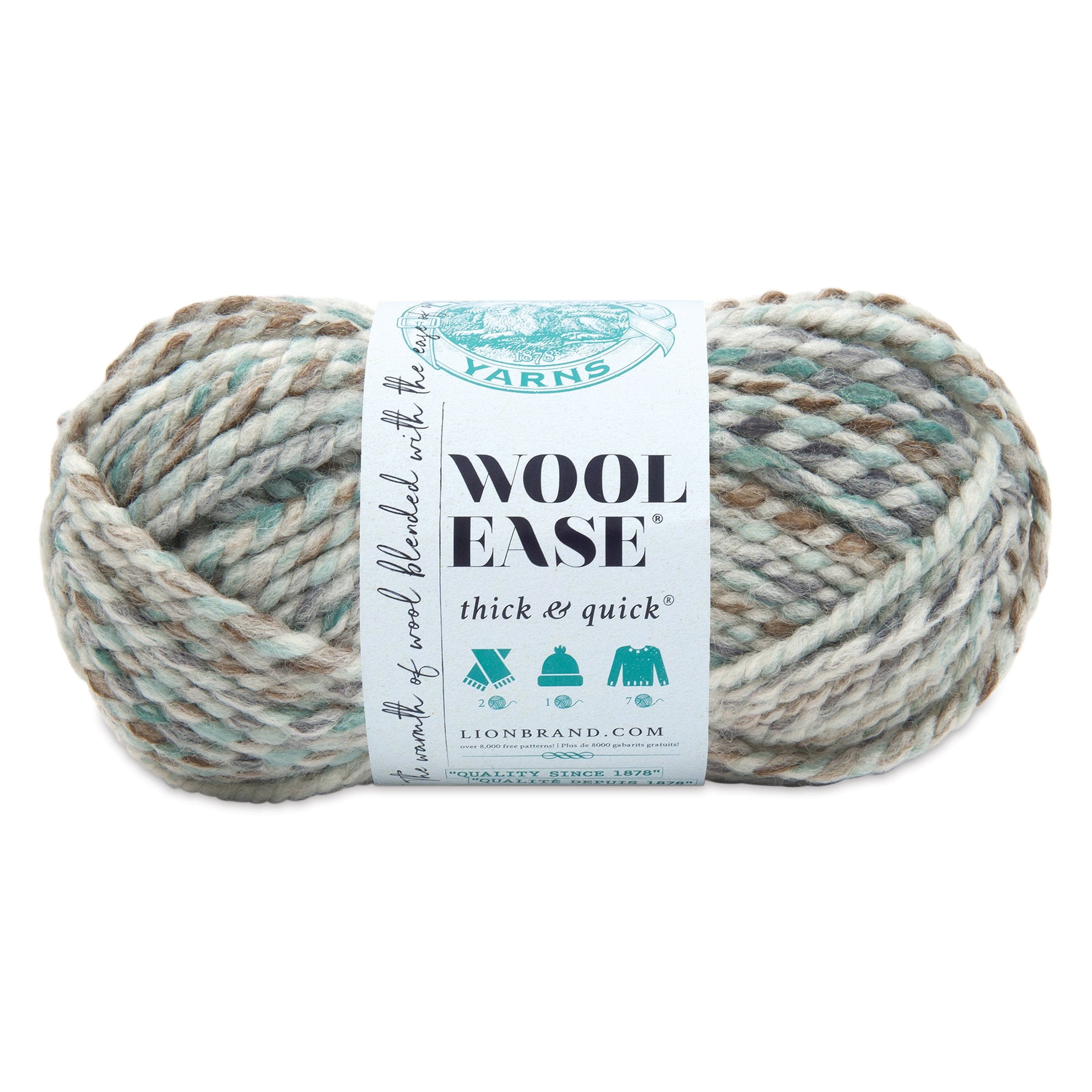 Lion Brand Yarn Wool-Ease Thick & Quick Fisherman Super Bulky Acrylic Wool Blend Yarn