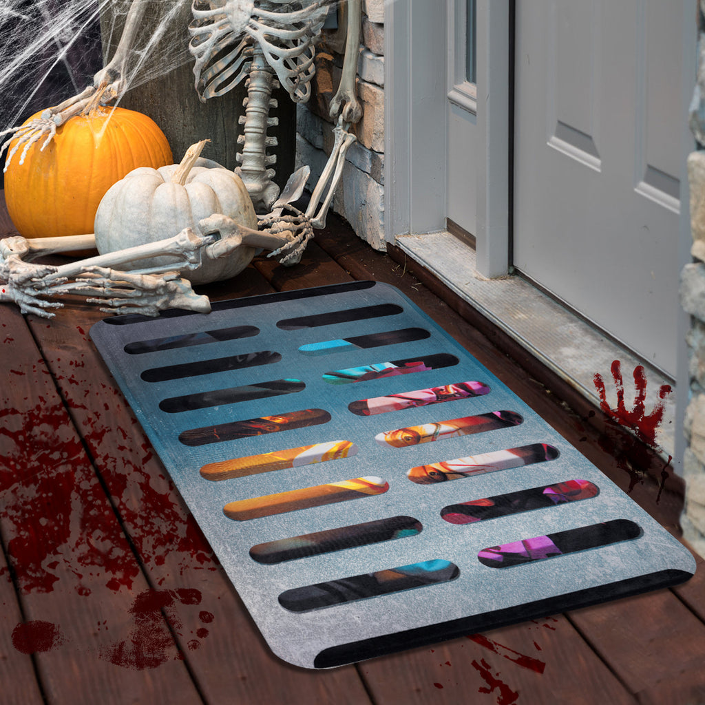 BLEUM CADE Halloween Doormat Outdoor Welcome Mat Dancing Skulls Door Mat Outside Entry Rug,18" x 30"