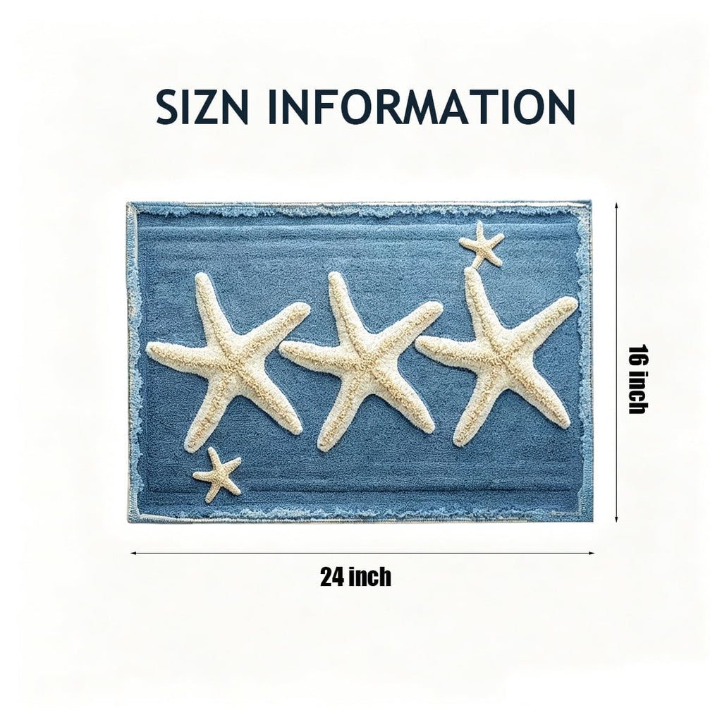 Door Mat Clearance- 16x24in Starfish Seashell Bath Mat Ocean Sea Theme Non-Slip Washable Beach Door Mat for Kitchen Bedroom Laundry Entryway Decor