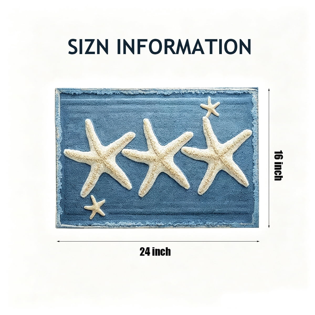 Door Mat Clearance- 16x24in Starfish Seashell Bath Mat Ocean Sea Theme Non-Slip Washable Beach Door Mat for Kitchen Bedroom Laundry Entryway Decor