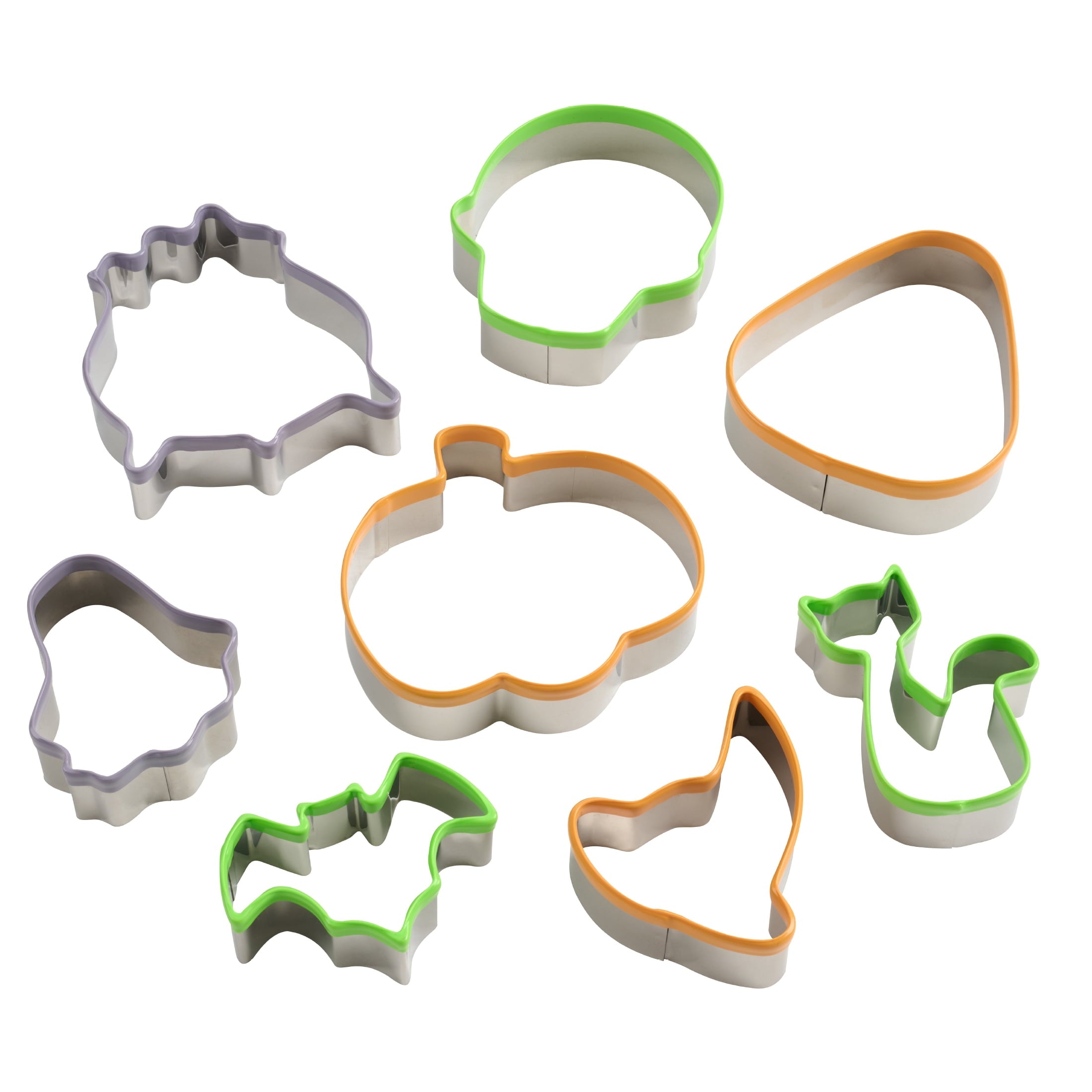 Way To Celebrate 8-Piece Stainless Cookie Cutters, Orange, Green, Purple