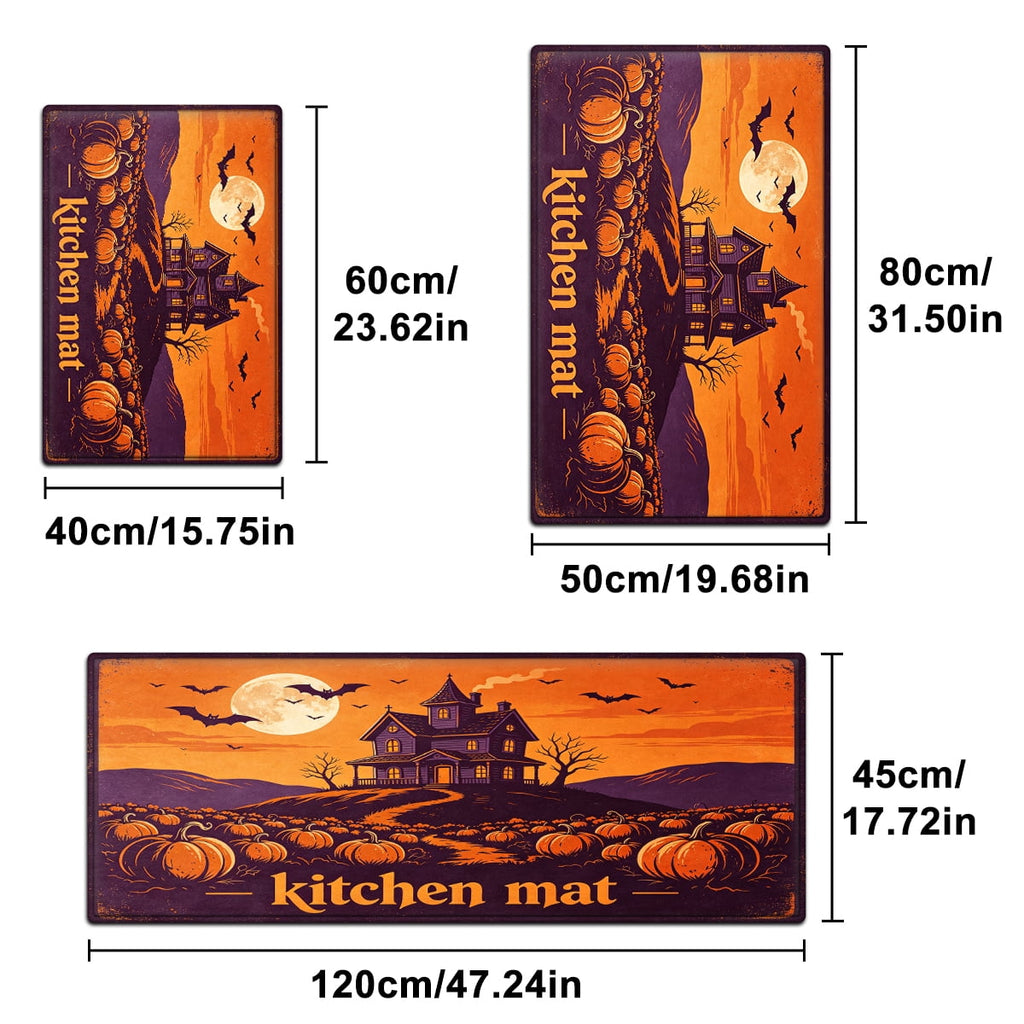 CCTFS Halloween Pumpkin Bat Candy 1Pc Flannel Mat and Kitchen Rugs,Soft Non-slip,Perfect for Home Bathroom