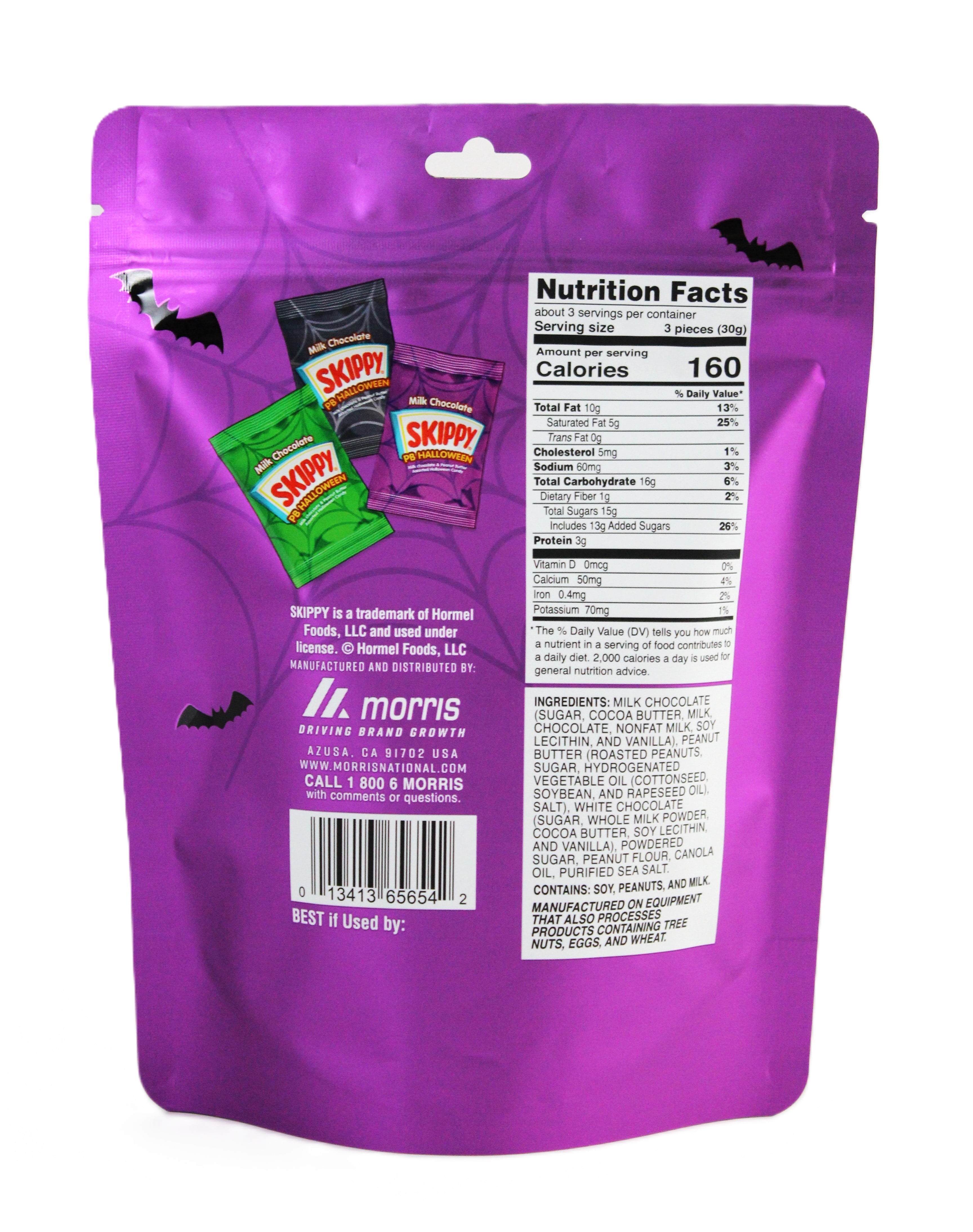 SKIPPY Milk Chocolate Peanut Butter Halloween Shapes Candy, Individually Wrapped