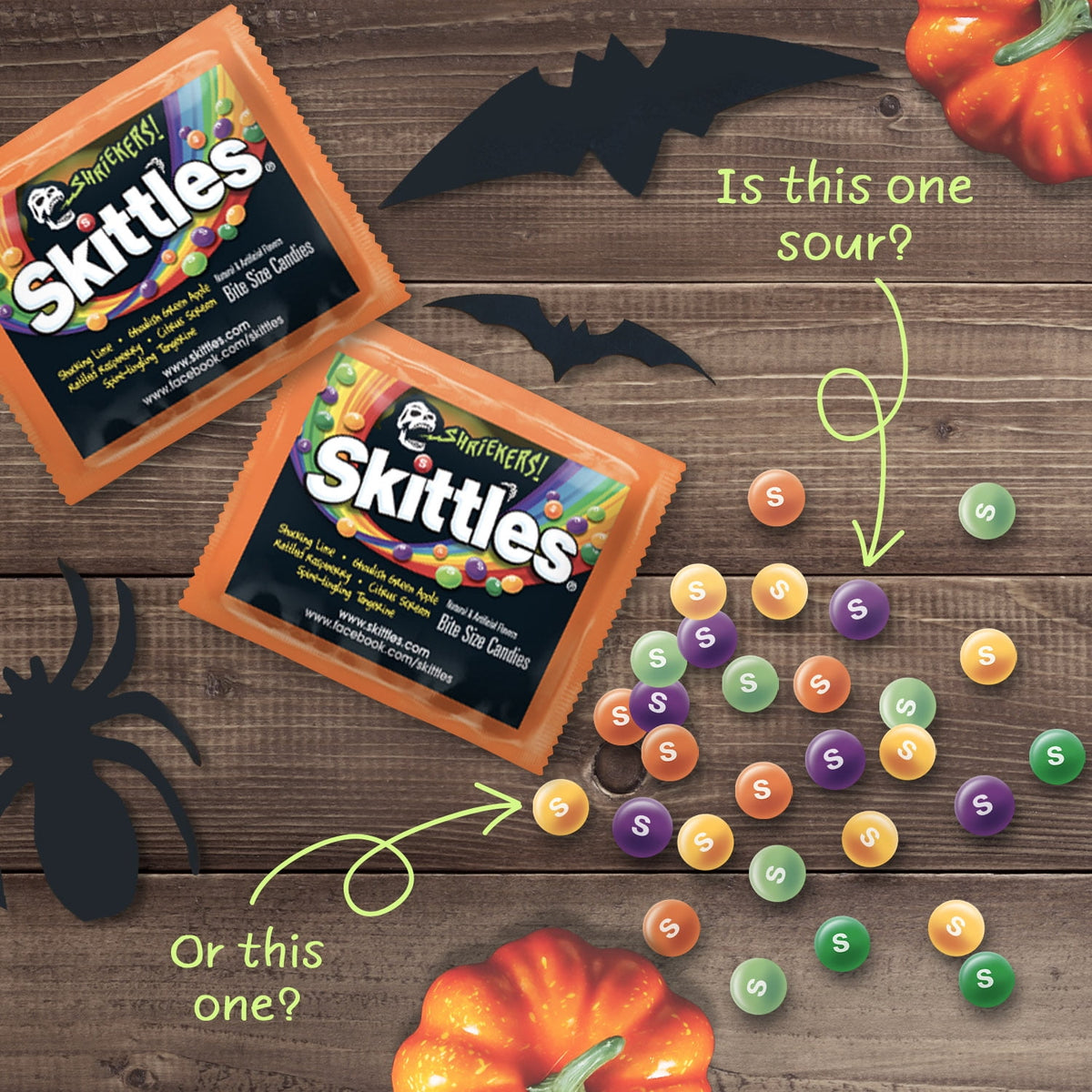 Skittles Shriekers Sour Halloween Chewy Candy Fun Size Bag - 10.72 oz