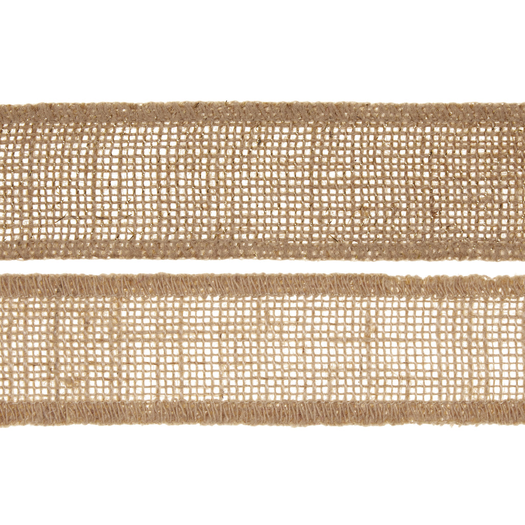 Love, Laugh, Craft Burlap Ribbon Set, 1.5"W x 3-Yds, Natural/White Stripe