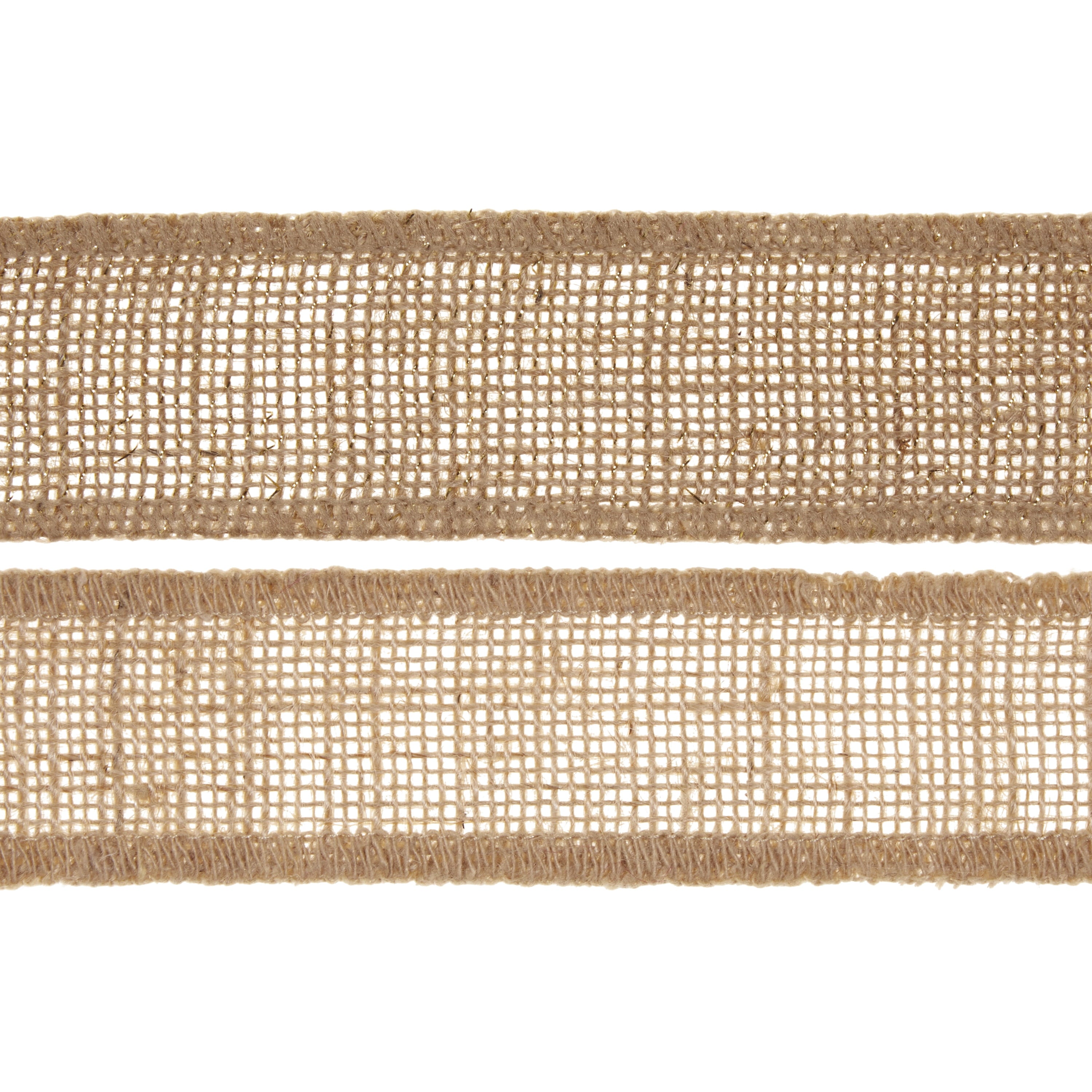 Love, Laugh, Craft Burlap Ribbon Set, 1.5"W x 3-Yds, Natural/White Stripe