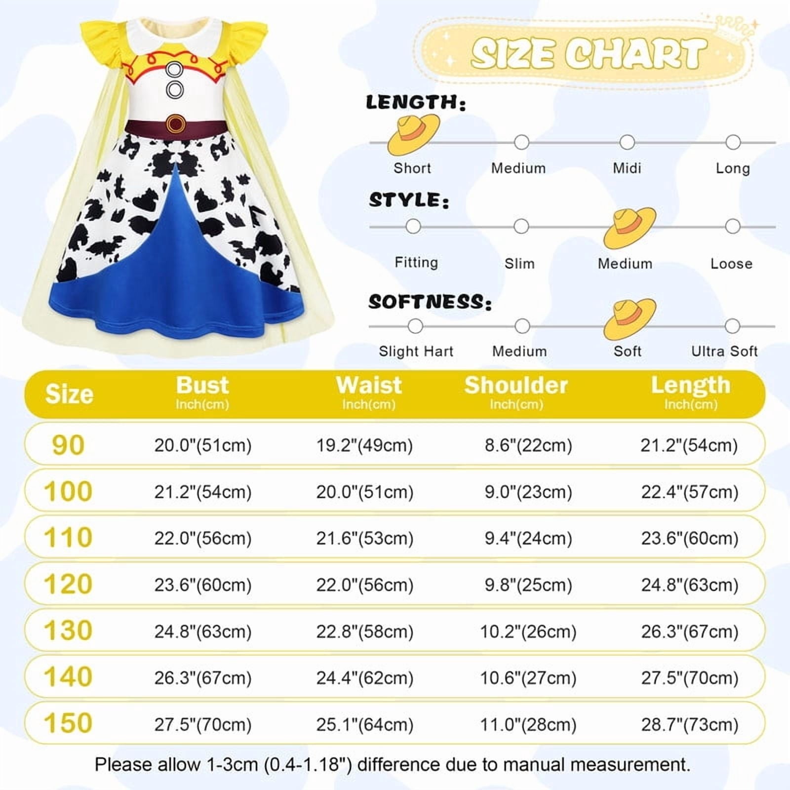Benylion Girls Ice Princess Dress Halloween Cosplay Costumes With Tulle Cape Kids Birthday Party Dress up Outfit for 7-8 Years
