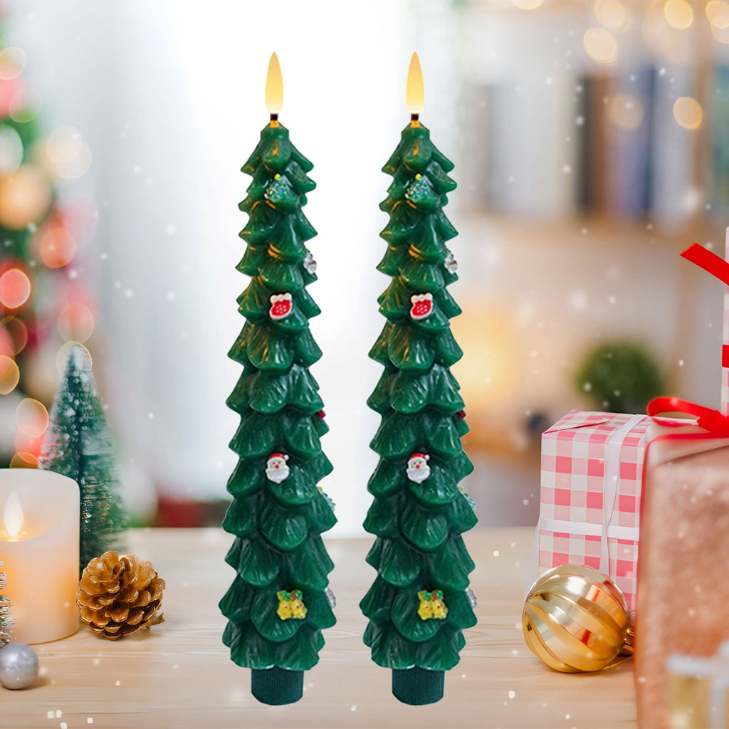 SCNOR Flameless LED Christmas Candle, 9 Inch Acrylic Decorative Night Light, Multi-Color Energy-Efficient Electronic Candle for Holiday Home Decor & Gift