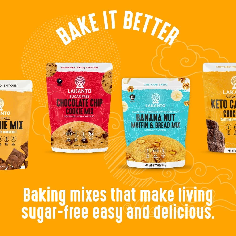Lakanto Sugar Free Brownie Mix - Sweetened with Monk Fruit Sweetener, Keto Diet Friendly, Dutched Cocoa, High in Fiber, 3g Net Carbs, Gluten Free, Easy to Make (Pack of 3)