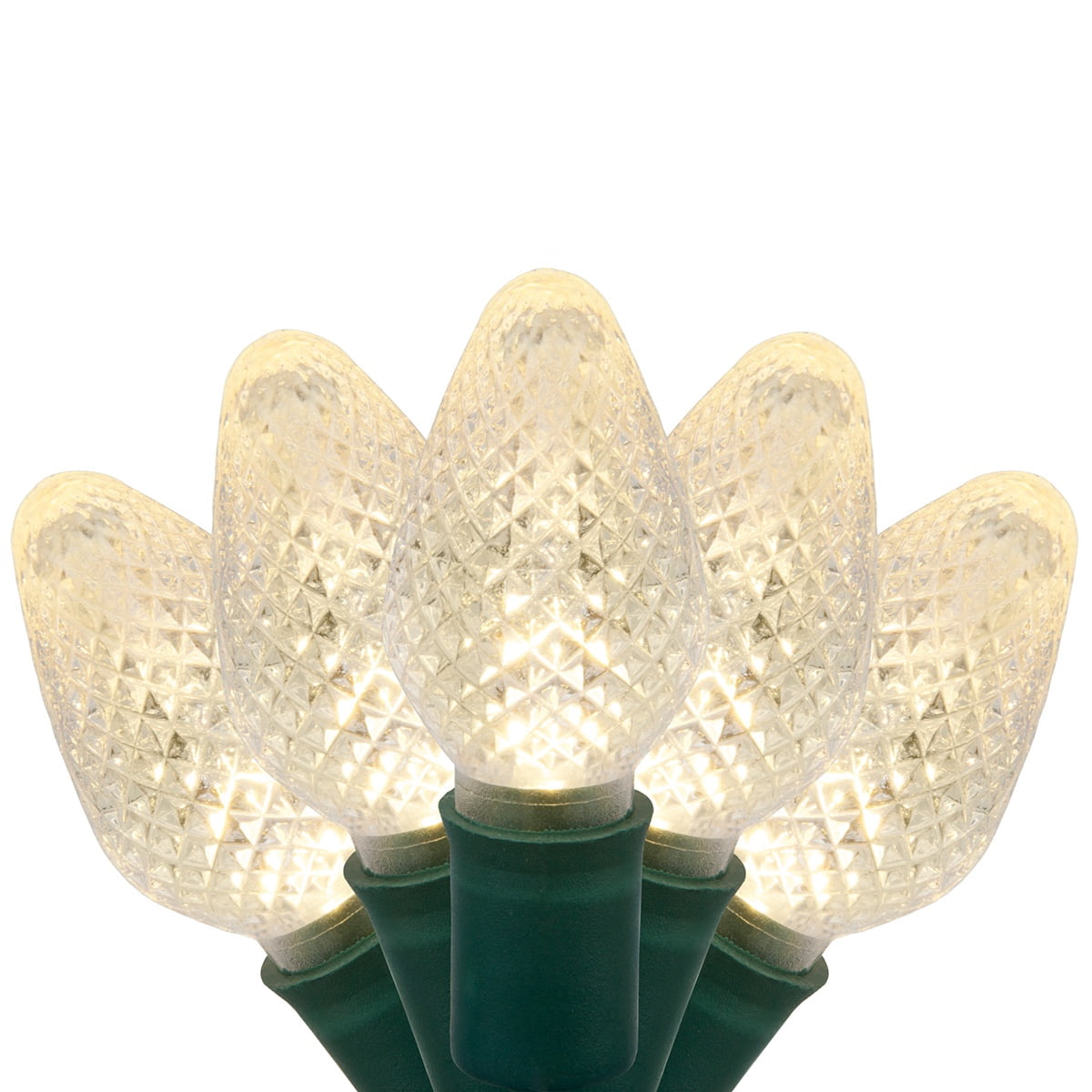 Wintergreen Lighting 25ct C7 LED Multi-Color Christmas Lights, 8" Spacing – Green Wire