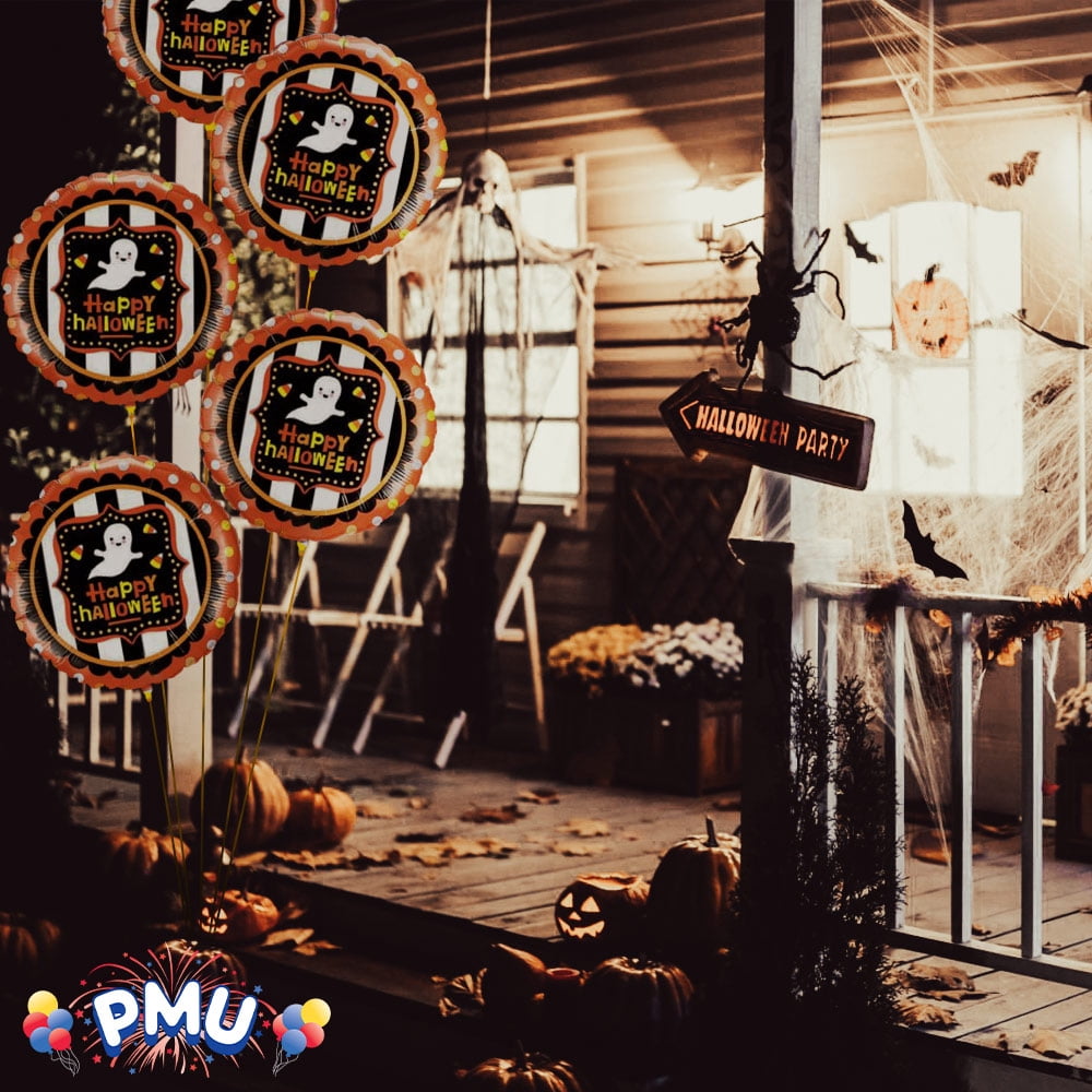 PMU Halloween Party Decoration "Happy Halloween" Jack Faces Aglow 18 Inch Mylar-Foil Balloon (1pkg) Pkg/1