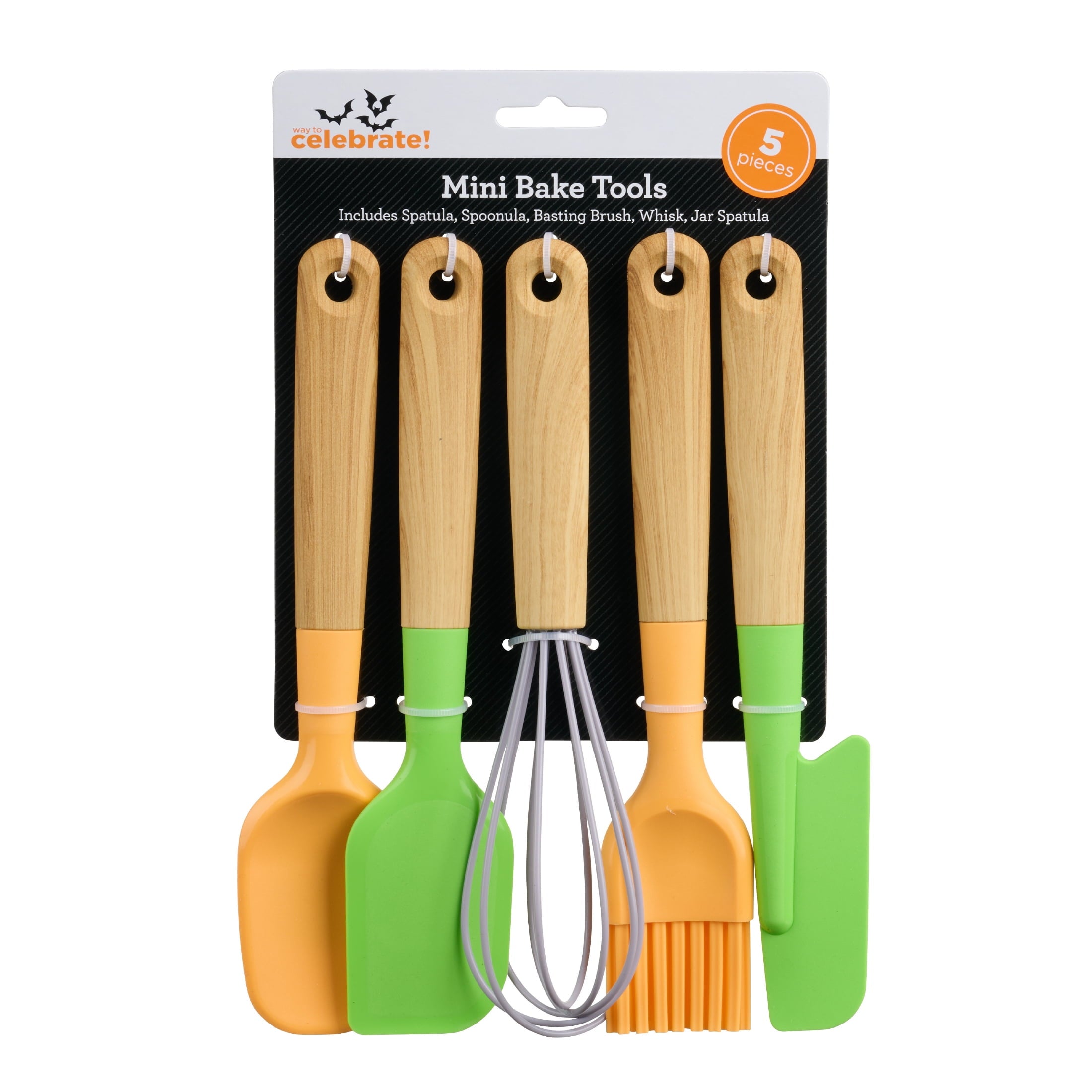 Way To Celebrate 5-Piece Mini Baking Tools, Orange, Green, Purple
