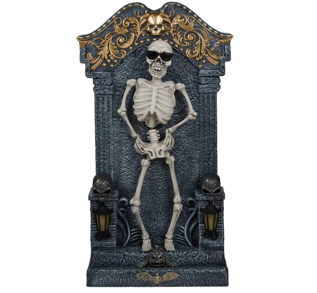 Halloween 3ft Animated Skeleton Tombstone with Music and LED Lights