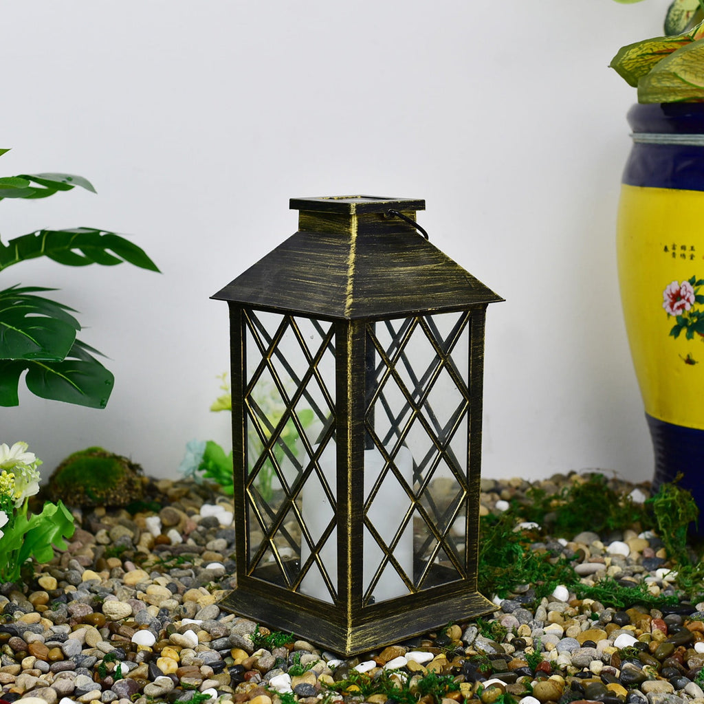 Brown Solar Lanterns Outdoor Hanging Lights | Hollowed-Out Metal Led Garden Decor | Waterproof Ip55 for Patio & Yard | 6-10 Hours Auto On/Off Lighting