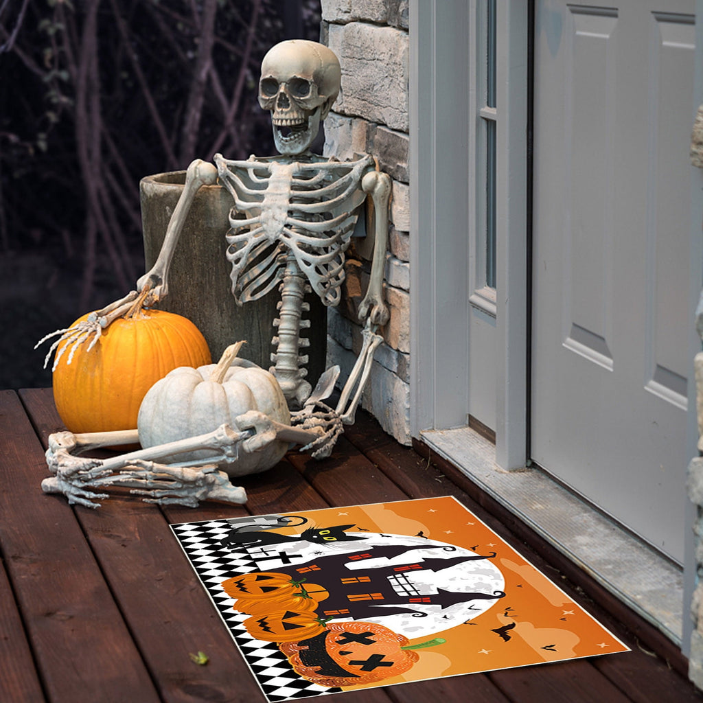 Stijggn Halloween Kitchen Mats for Floor Halloween Rugs Halloween Thanksgiving Decorations Doormat, Welcome Mats for Front Door,Spooky Outdoor Mats for Home Decor Holiday Decorative