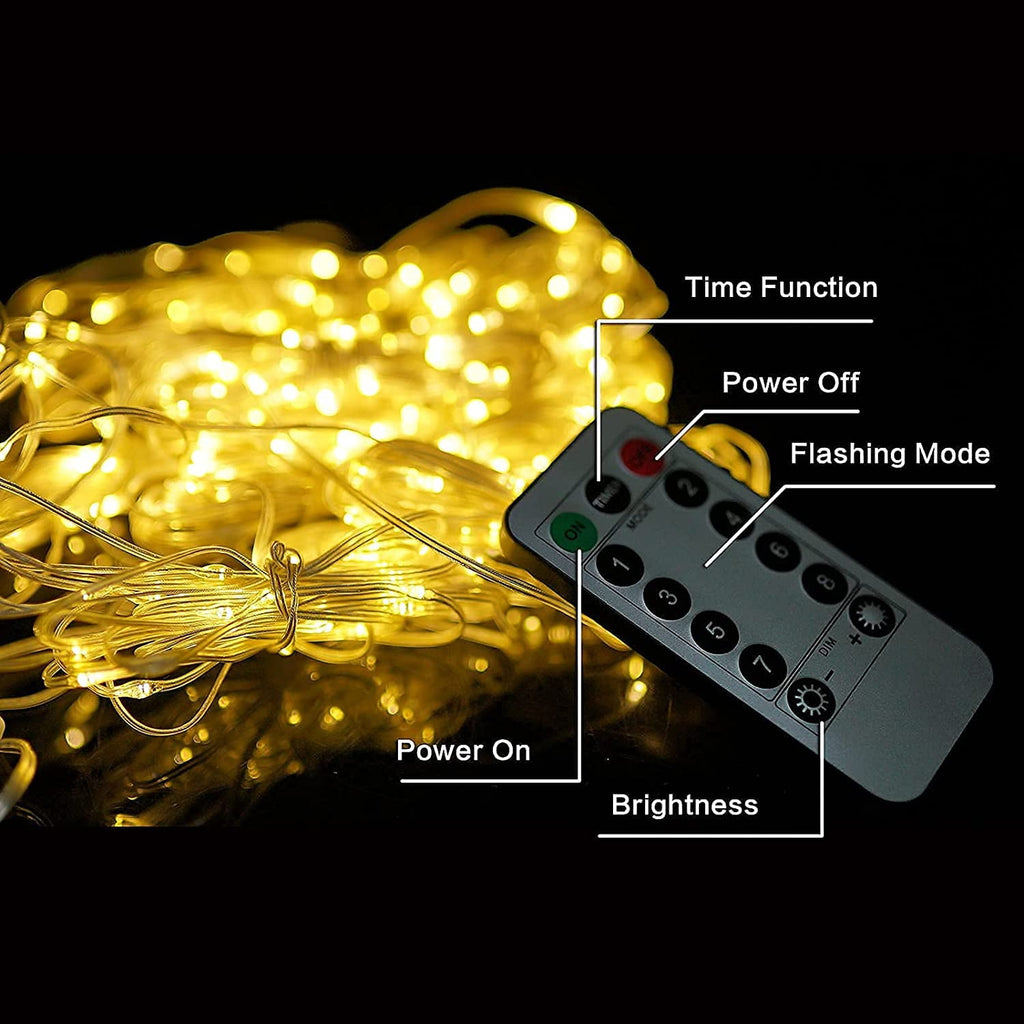 DAYBETTER Window Curtain Light,USB Plug-in Fairy Lights with Remote for Bedroom,Wedding,Christmas(Warm White)