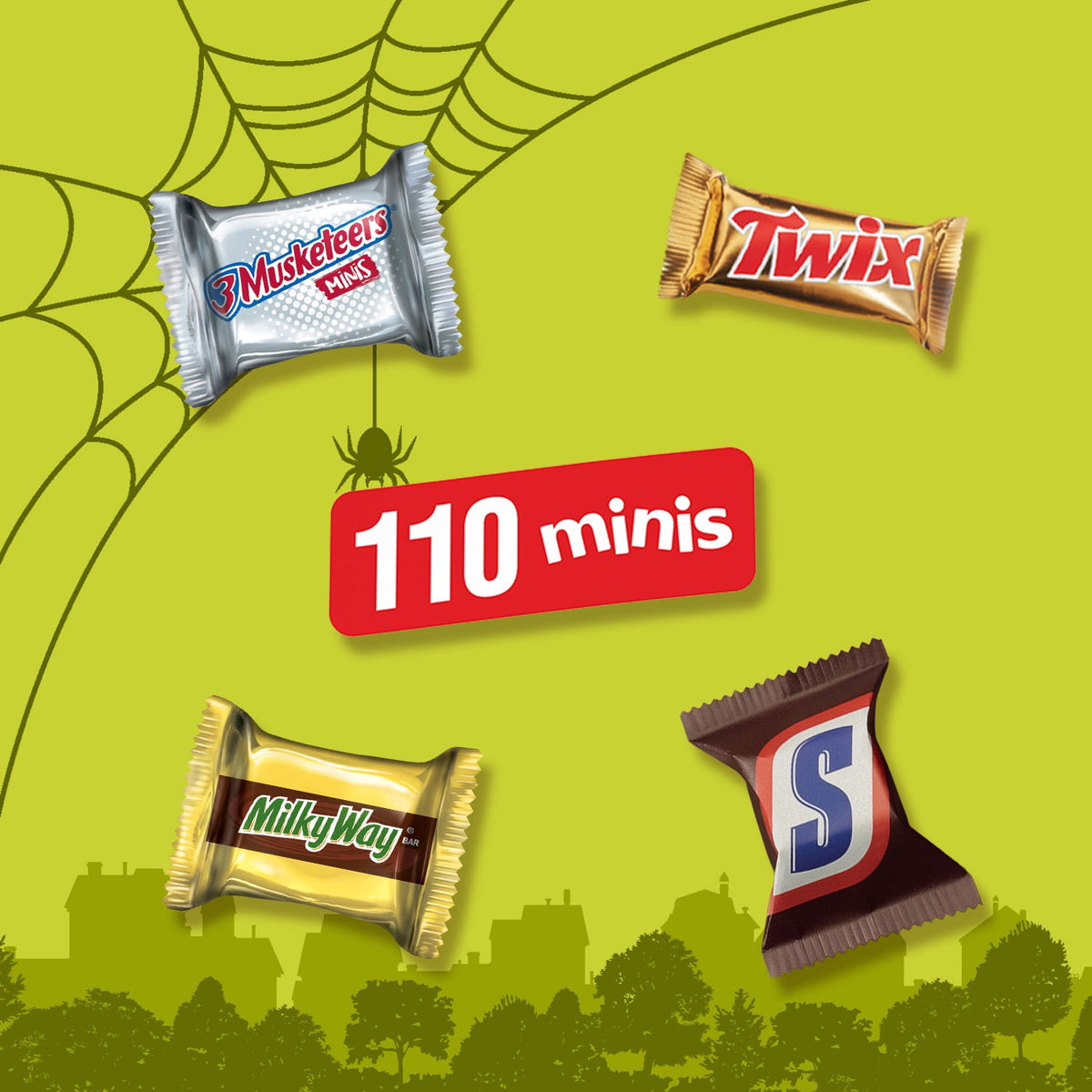 Snickers, Twix, Milky Way, & 3 Musketeers Halloween Candy - 110 Ct Bulk Bag
