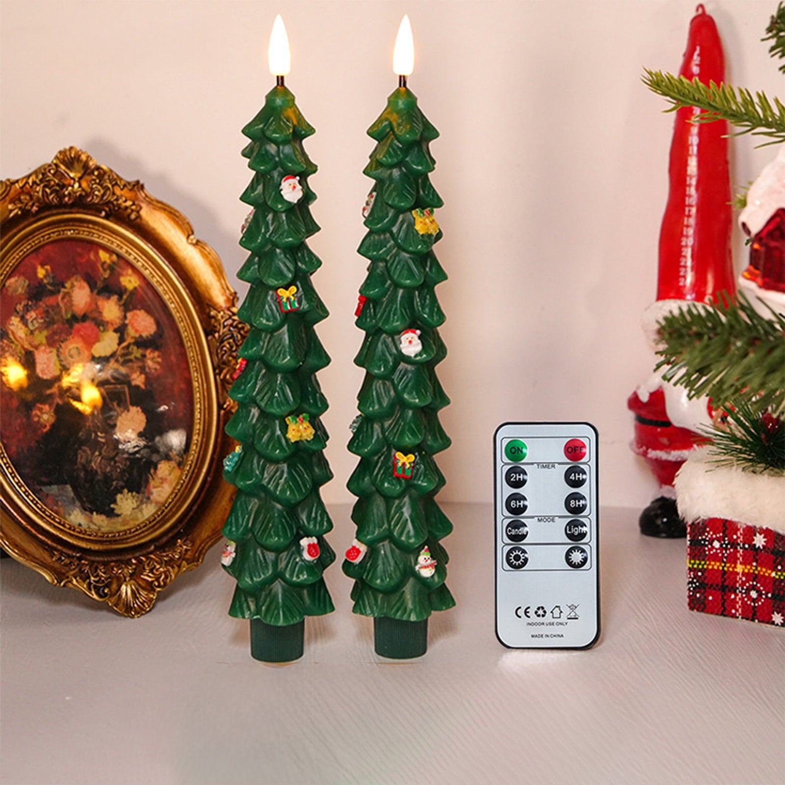 SCNOR Flameless LED Christmas Candle, 9 Inch Acrylic Decorative Night Light, Multi-Color Energy-Efficient Electronic Candle for Holiday Home Decor & Gift