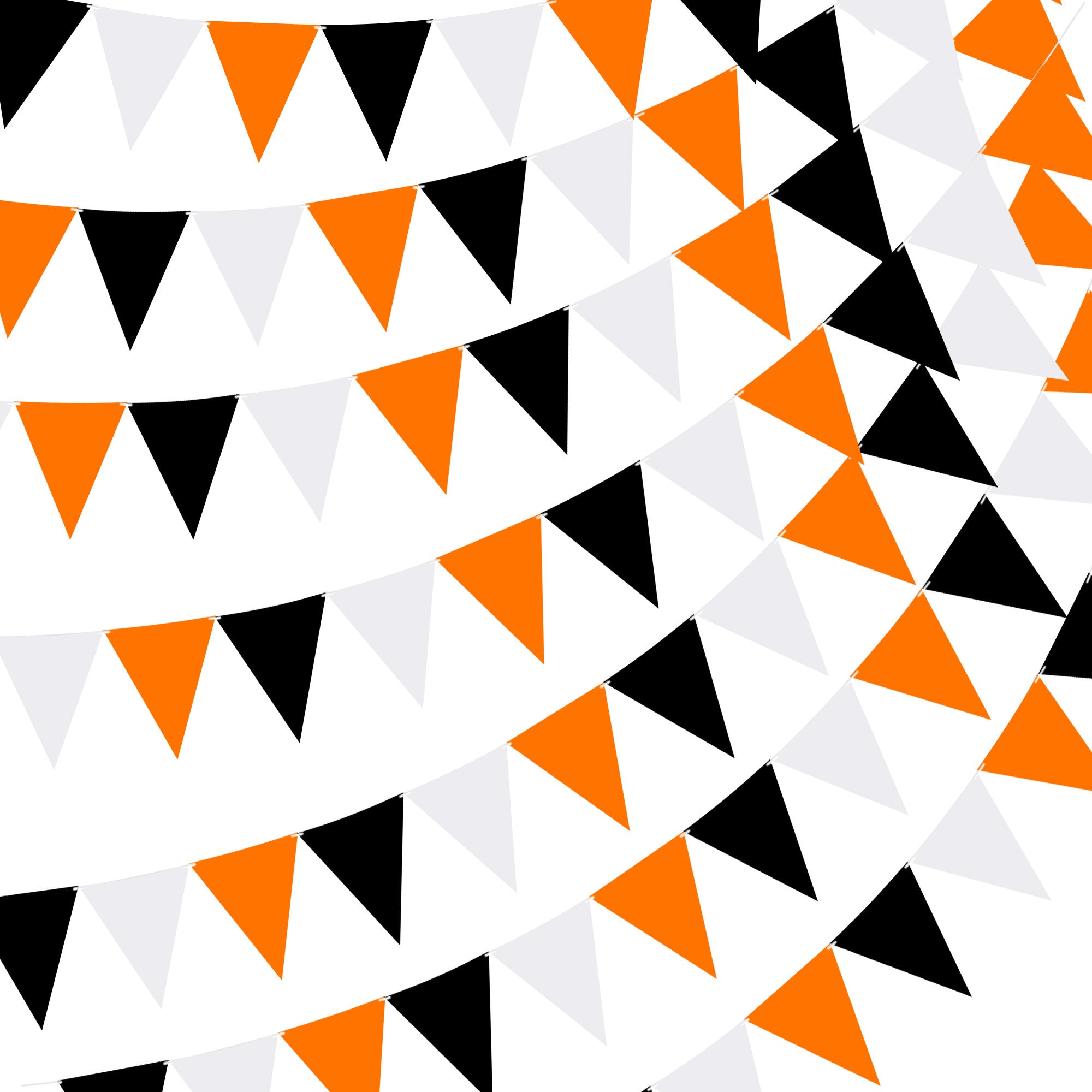 Tripumer 120 Pcs Triangle Flag Banner String for Halloween Decorations 164ft Birthday Hanging Flag for Birthday Party Mardi Gras Outdoor Event Decorations - Black+White+Orange