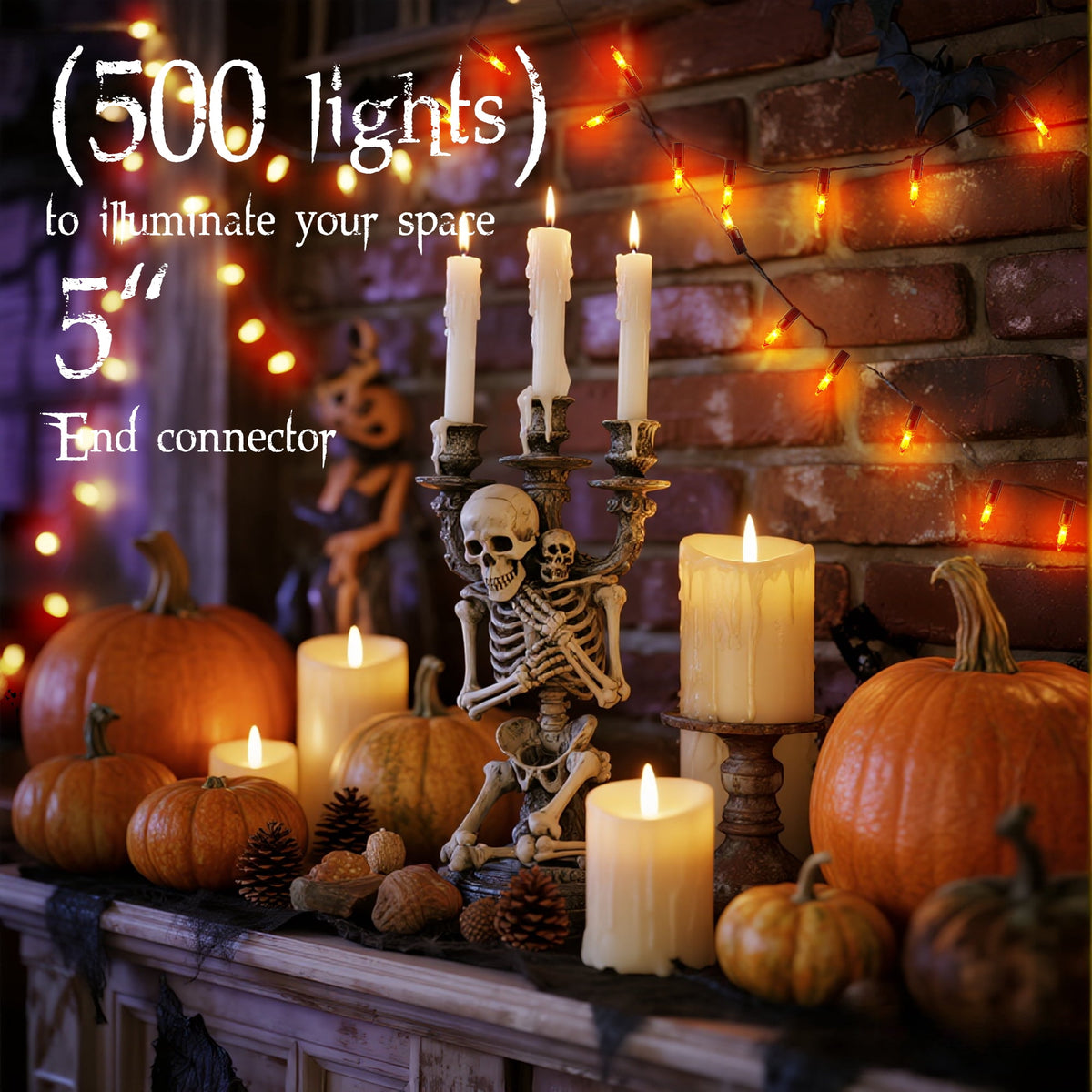 DAYBETTER Halloween String Lights, 32.8ft 100ct Incandescent Mini Lights, with 100 Count Orange Waterproof Bulbs, for Party, Yard, Christmas Tree, Halloween Decorations