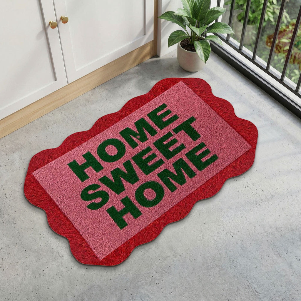 Lypsnake Natural Coco Coir Doormat - "Love Grows Here" Printed with Delicate Floral Pattern, Non-slip Absorbent Entry Mat for Home Entrance Porch Patio and Outdoor Decoration