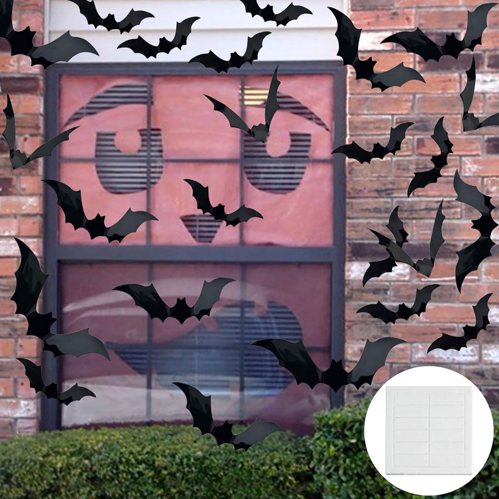 Coolmade Halloween Decorations Set for Home, Table Runner, Tablecloth, Fireplace Mantel Scarf, Lampshade, 3D Scary Bats for Party Decor