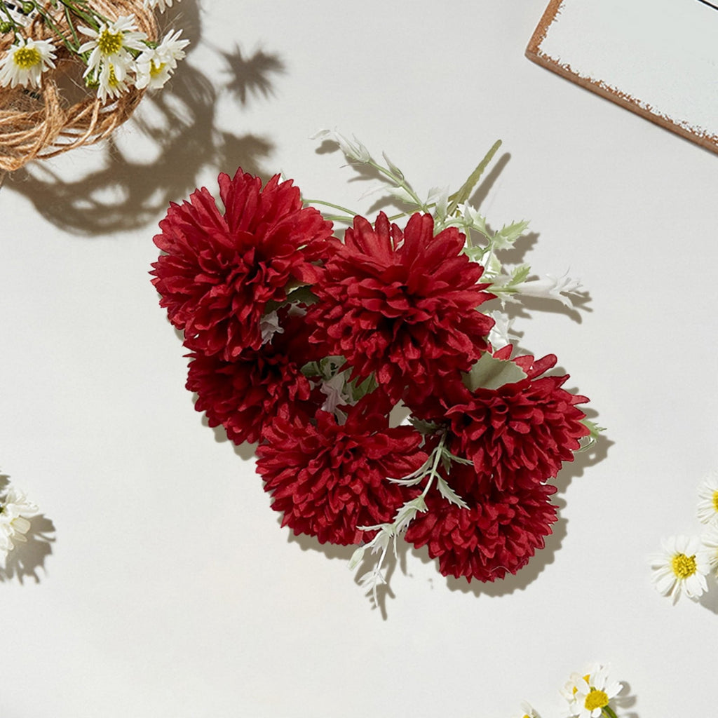 Artificial Fall Flowers Bouquet, 6 Heads Chrysanthemums Mum Spray, Fall Home Decor for Thanksgiving & Halloween, Wedding Bouquets, Kitchen Table Centerpieces, Autumn Decoration
