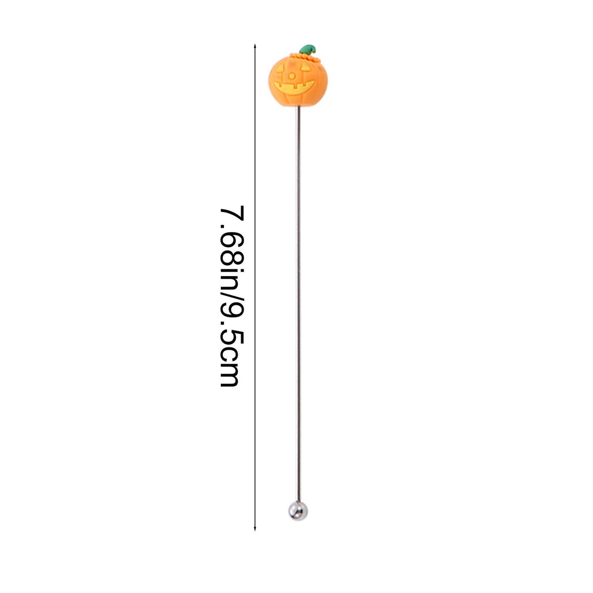 Stainless Steel Mixing Spoon for Cocktails – Halloween Barware, 304 Food - Grade Stirring Rod with Ghost, Witch Hat, Bat & Pumpkin Designs,Orange