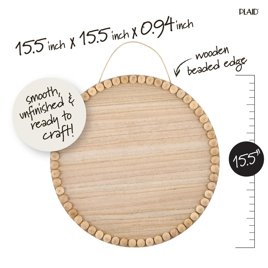 Plaid Wood Surfaces Round Beaded Edge Plaque, 15"