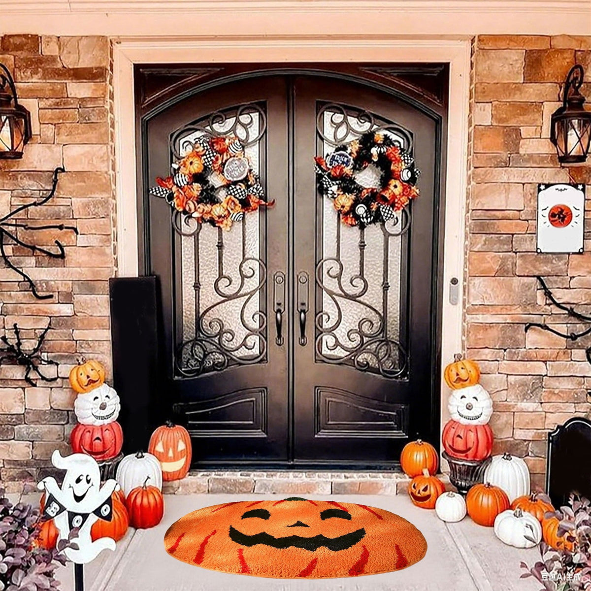 YIMWNYI Halloween Pumpkin Rugs, Decorative Floor Mat, Doormat for Living Room, Kitchen, Thanksgiving Day, Soft Bathroom Mat, Fall Themed Home Decor, Easy to Clean Rug