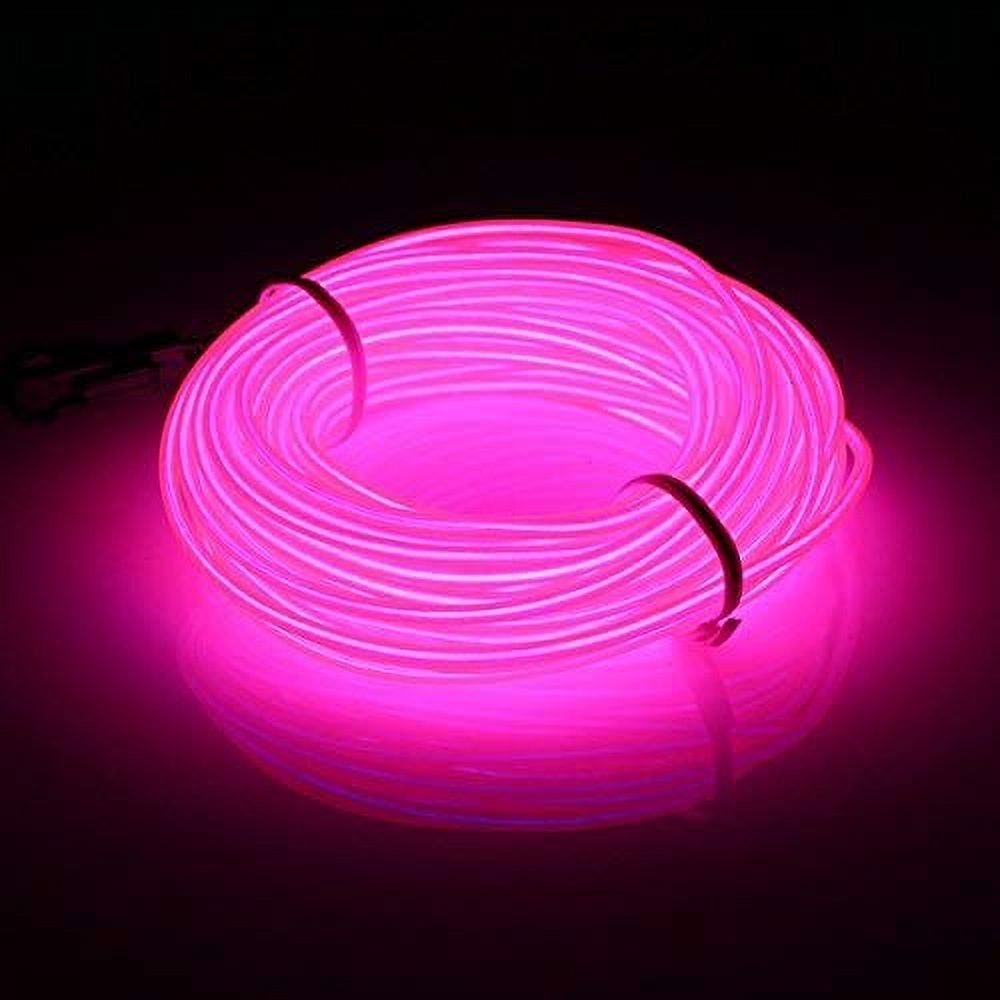ABALDI Pink EL Wire Neon Lights Tube Illumination Battery Powered High Brightness Rope Lights Pack Drivers with 3 Modes EL Wire for Party Wedding Decoration pub DIY(Pink, 16ft/5m)